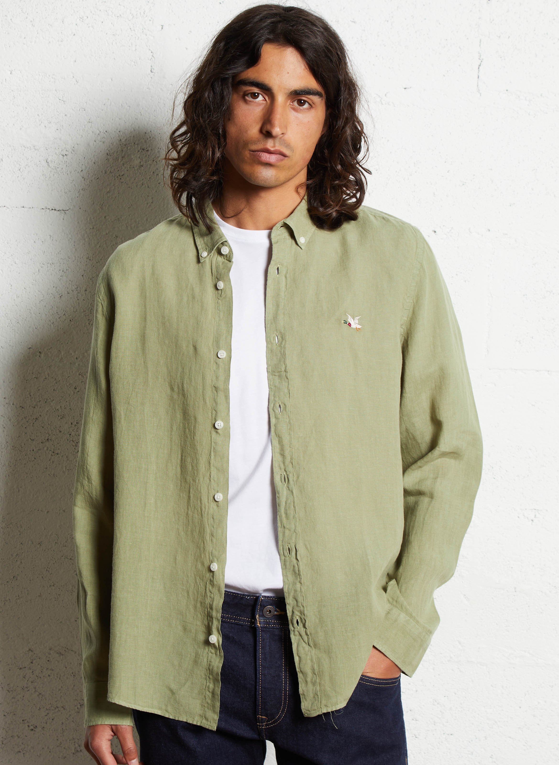 Chemise en lin décontractée Studiosvert menthe clair pour Homme | FR