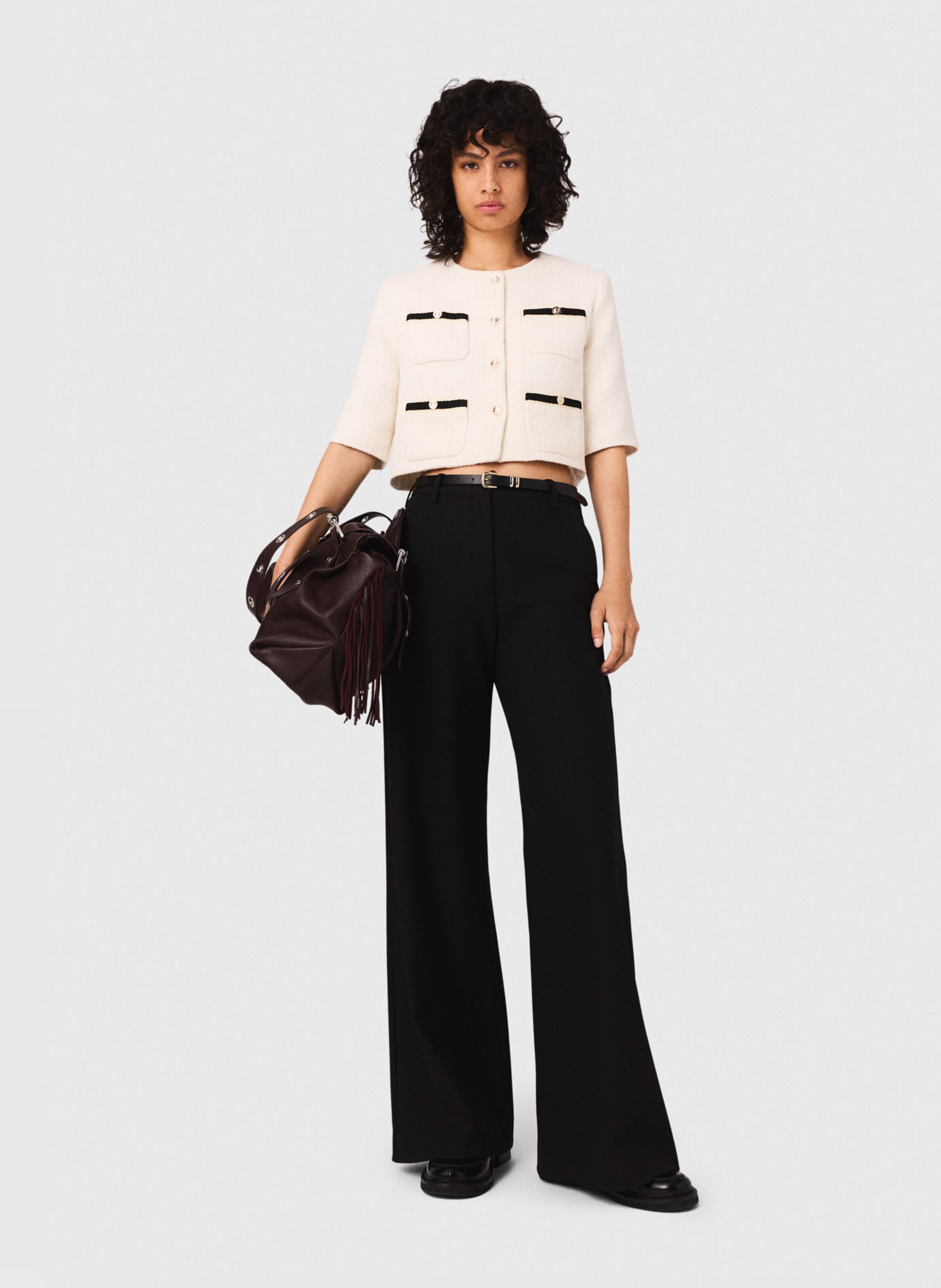 Straight cotton-blend jacket MAJE Beige