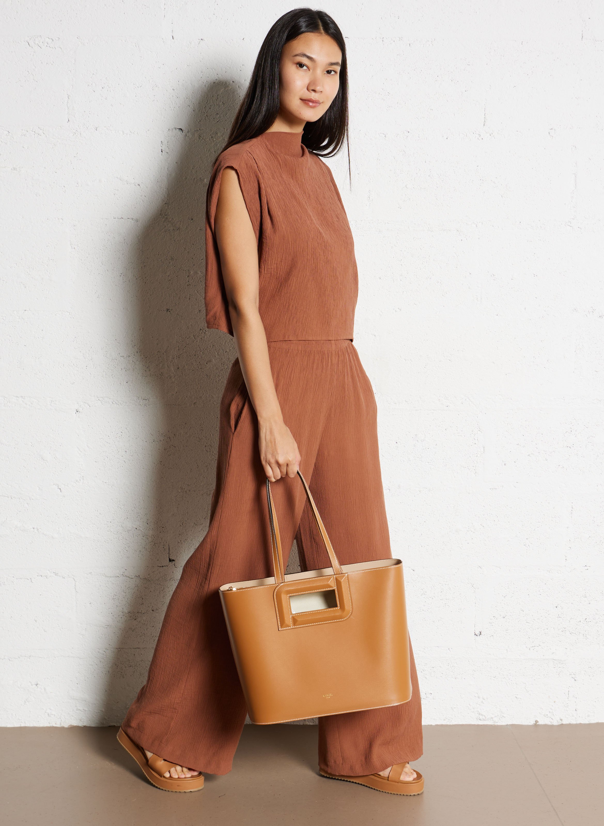 Cabas en cuir LANCEL Beige