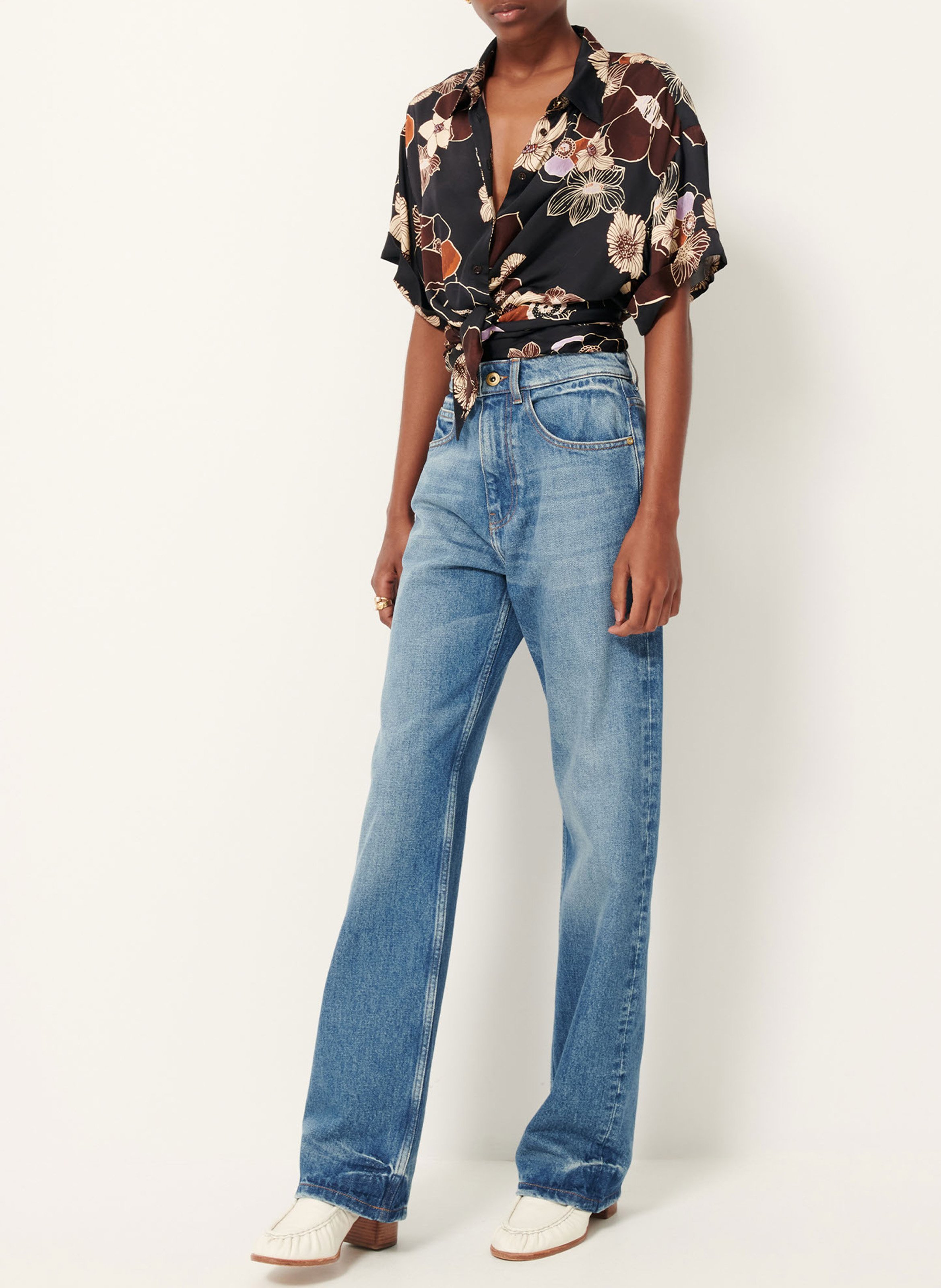 Short-sleeved printed organic cotton shirt SESSUN Multicolored