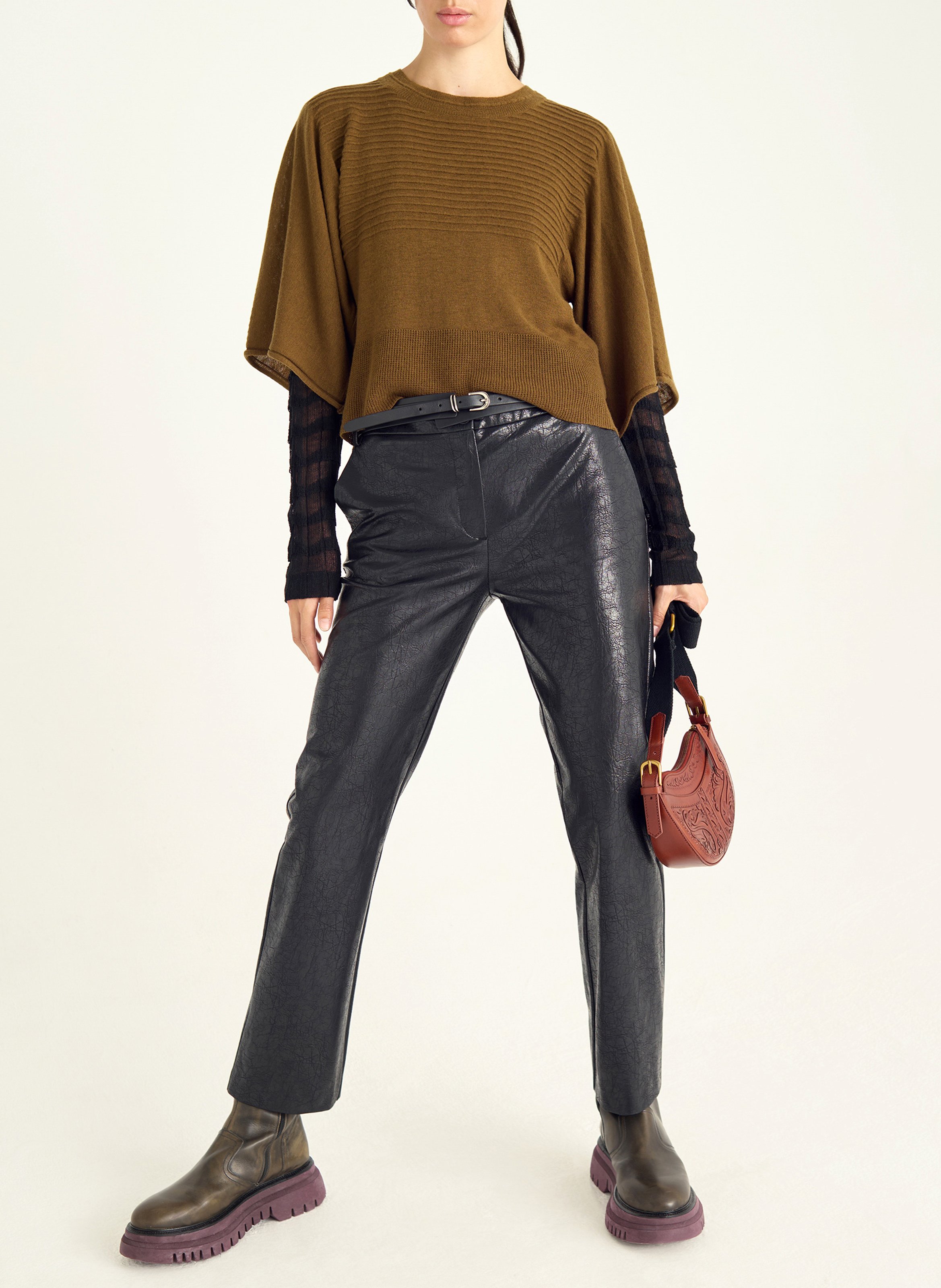 Pull droit col ronden laine COTELAC Vert