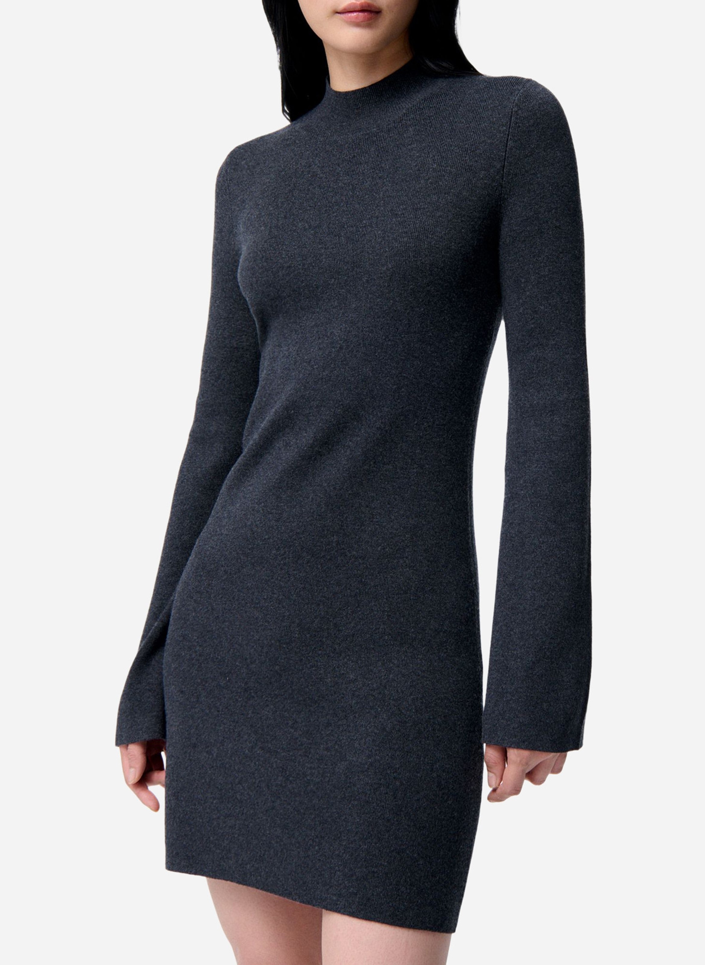 Short round-neck wool-blend dress VANESSA BRUNO Grey