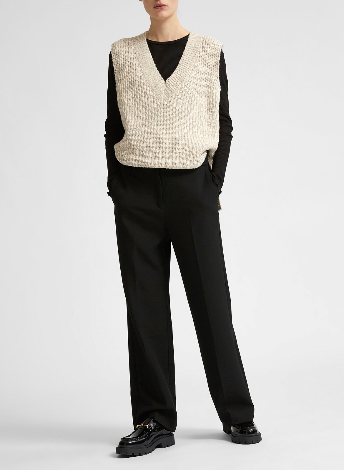 Pantalon droit en fibres recyclées SELECTED Noir