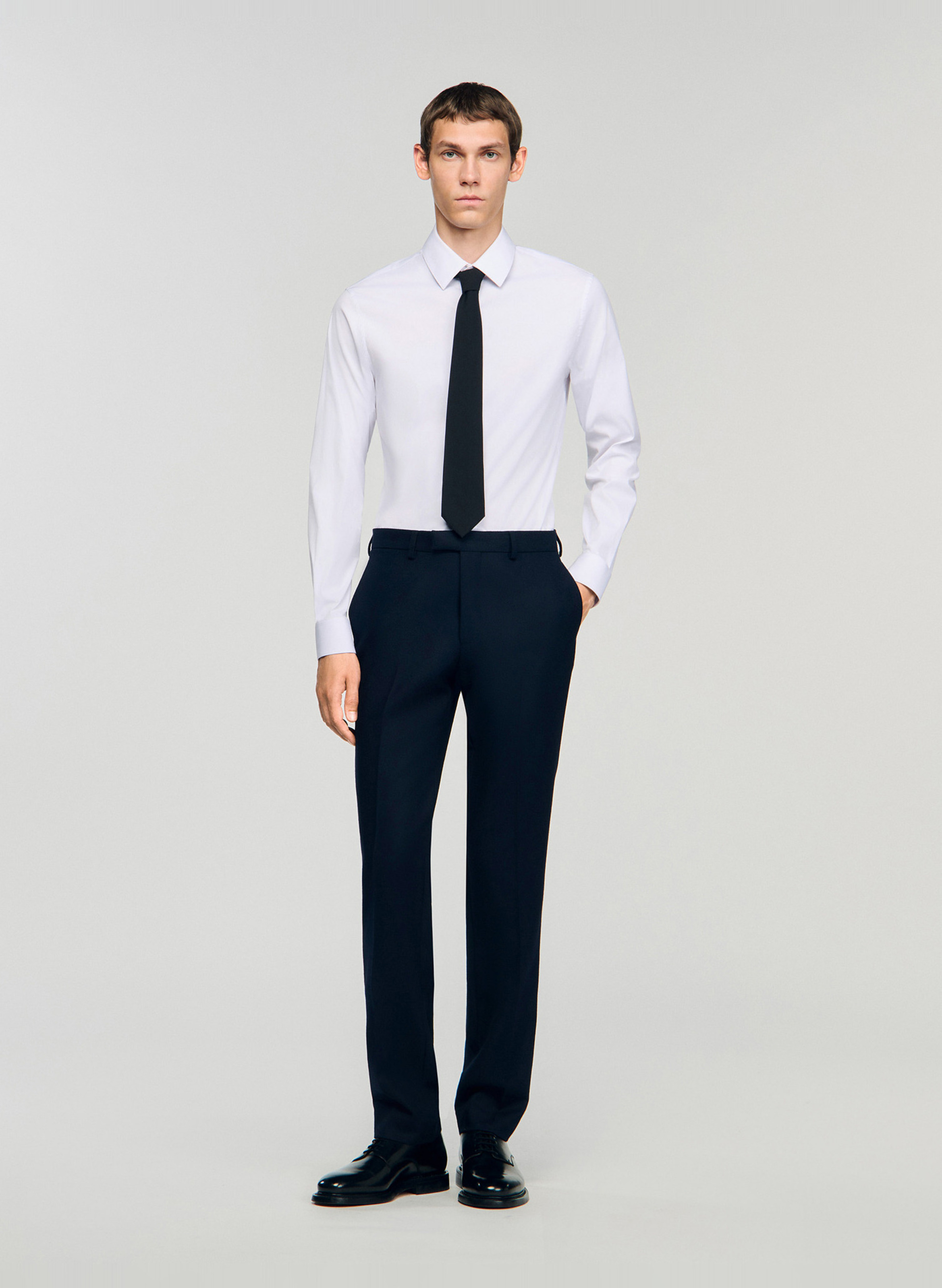 Bundfaltenhose aus Wolle SANDRO Blau