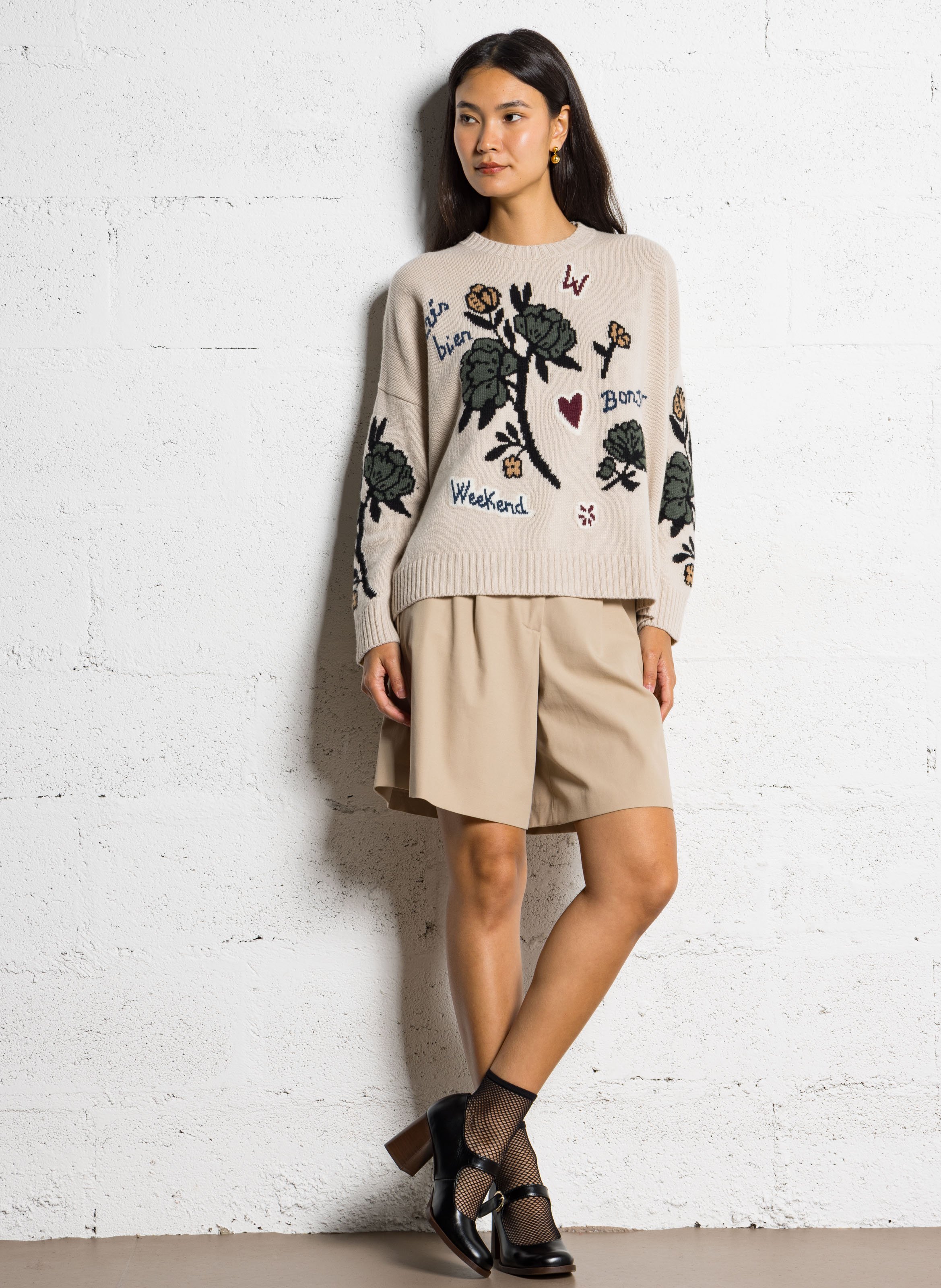 Straight pleated cotton Bermuda shorts MAX MARA WEEK END Beige