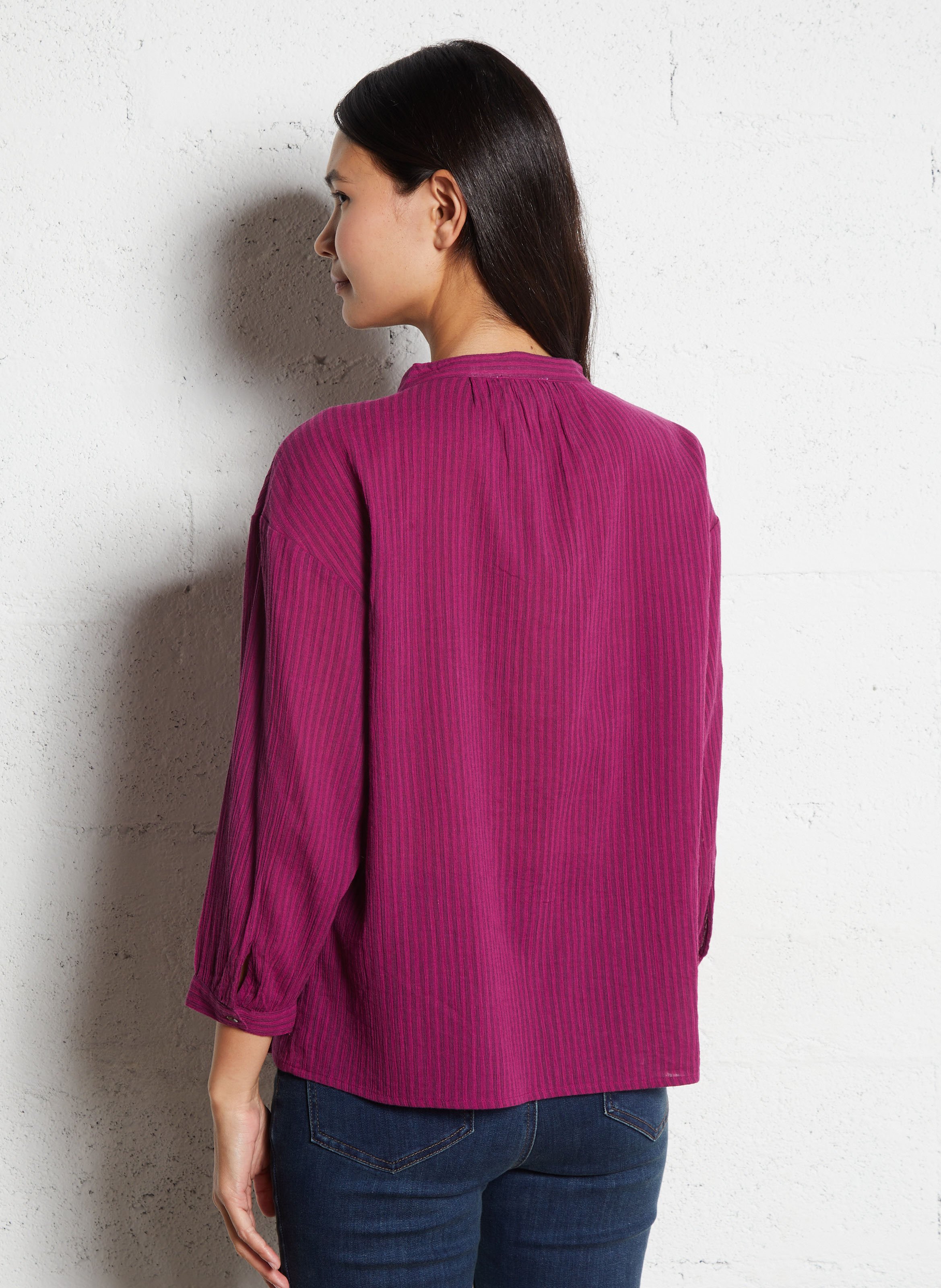 Chemise ample col mao en coton MAISON 123 Violet