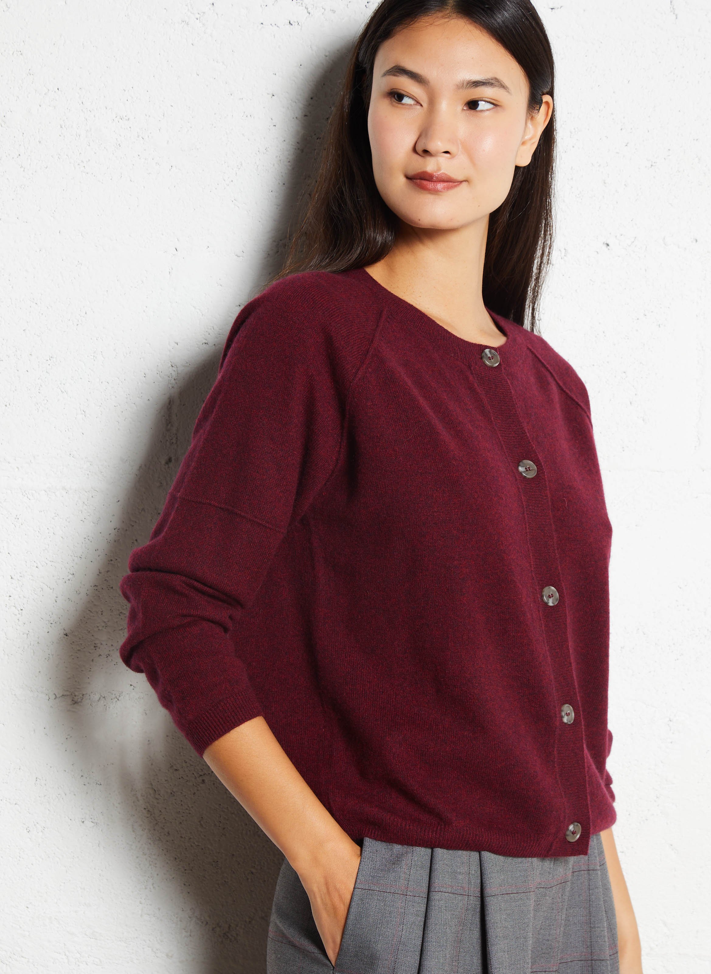 Ronde hals trui in effen kasjmier MAISON 123