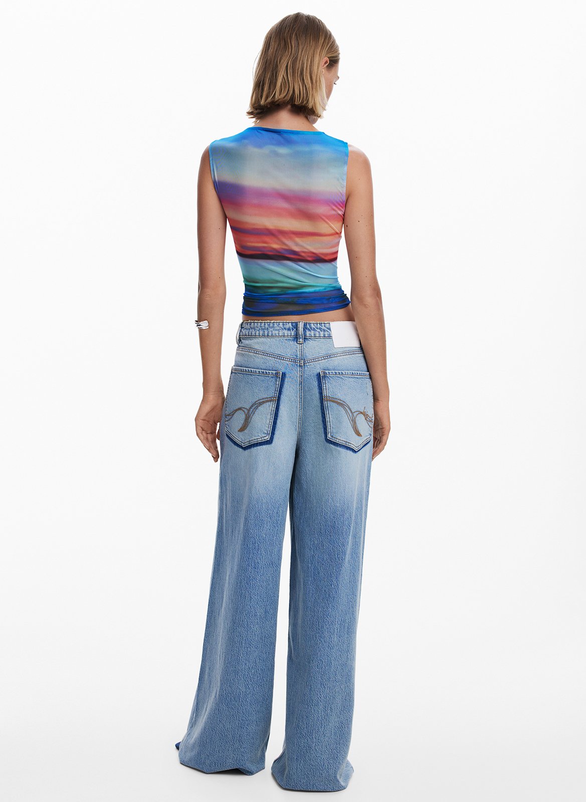 Jean large délavé  DESIGUAL Bleu