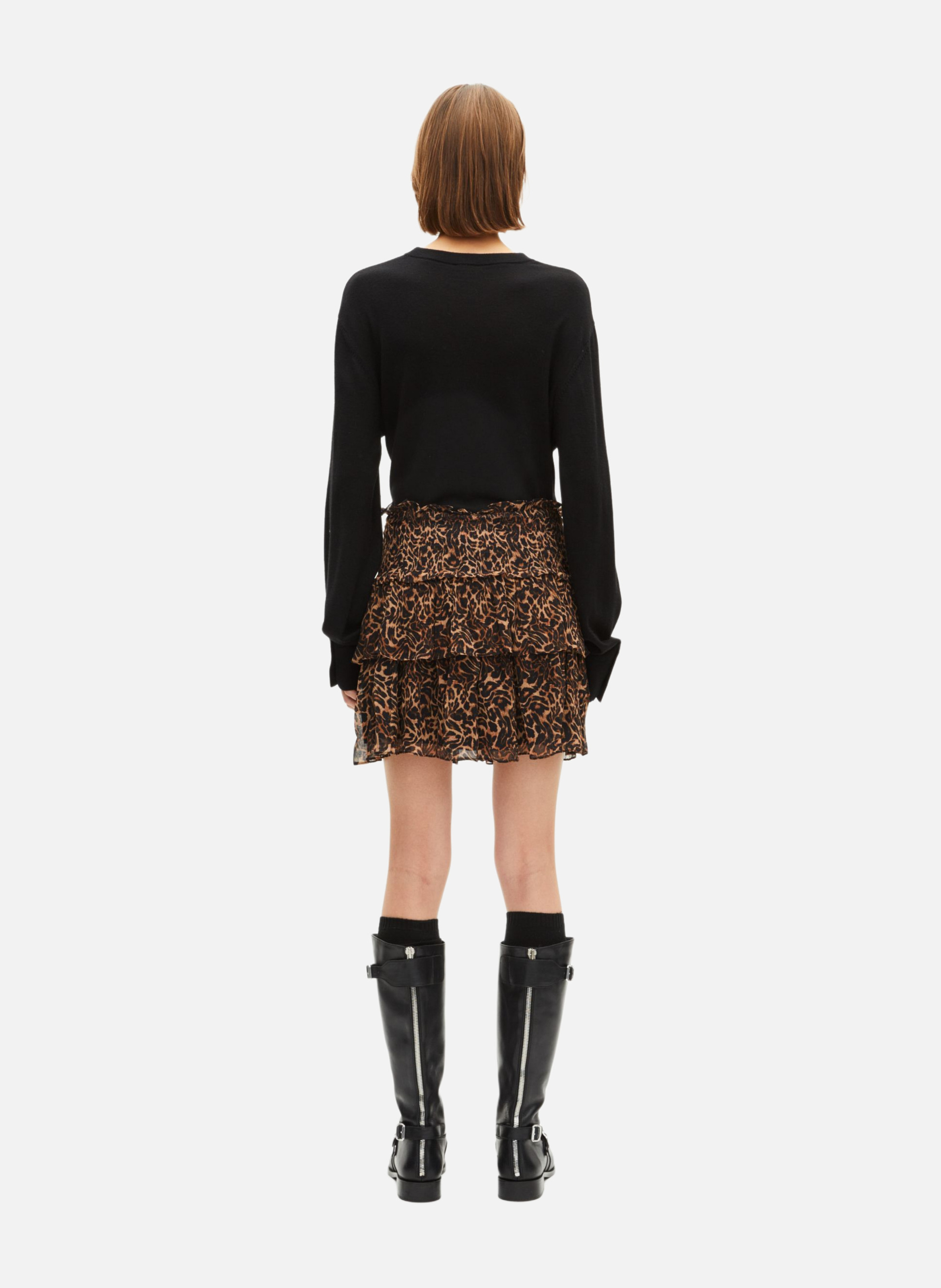 Short skirt with ruffled print THE KOOPLES Brown