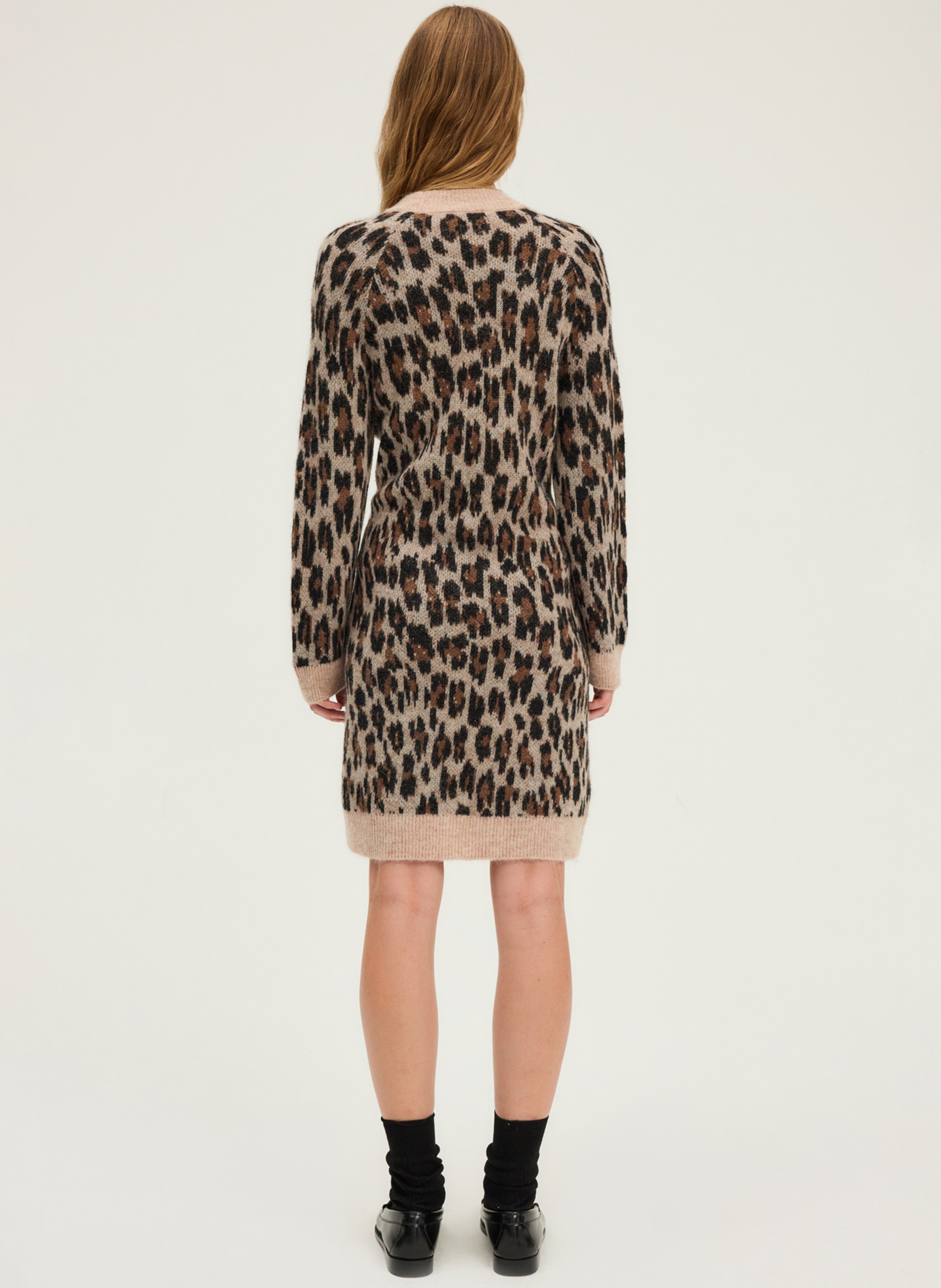 Leopard print sweater dress PABLO Beige
