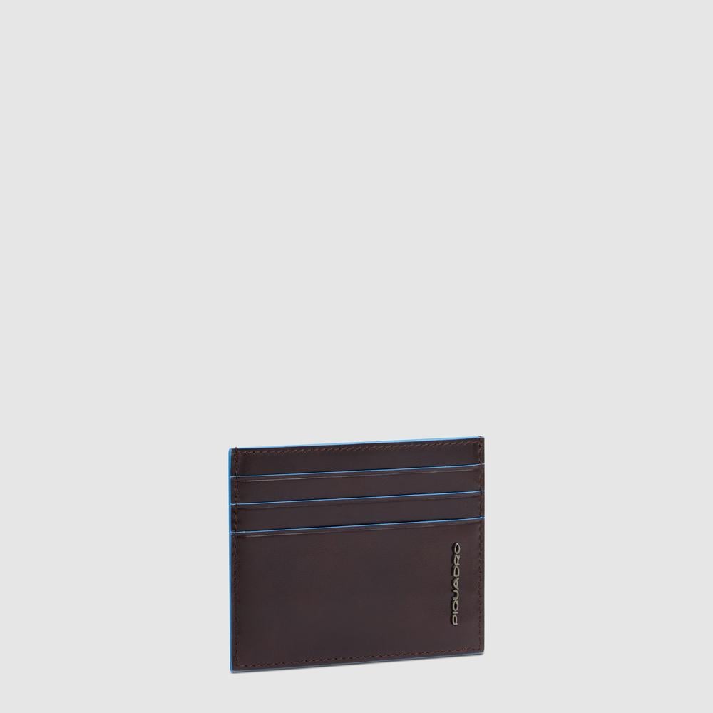 Men's slim leather credit card holder with RFID protection Brown