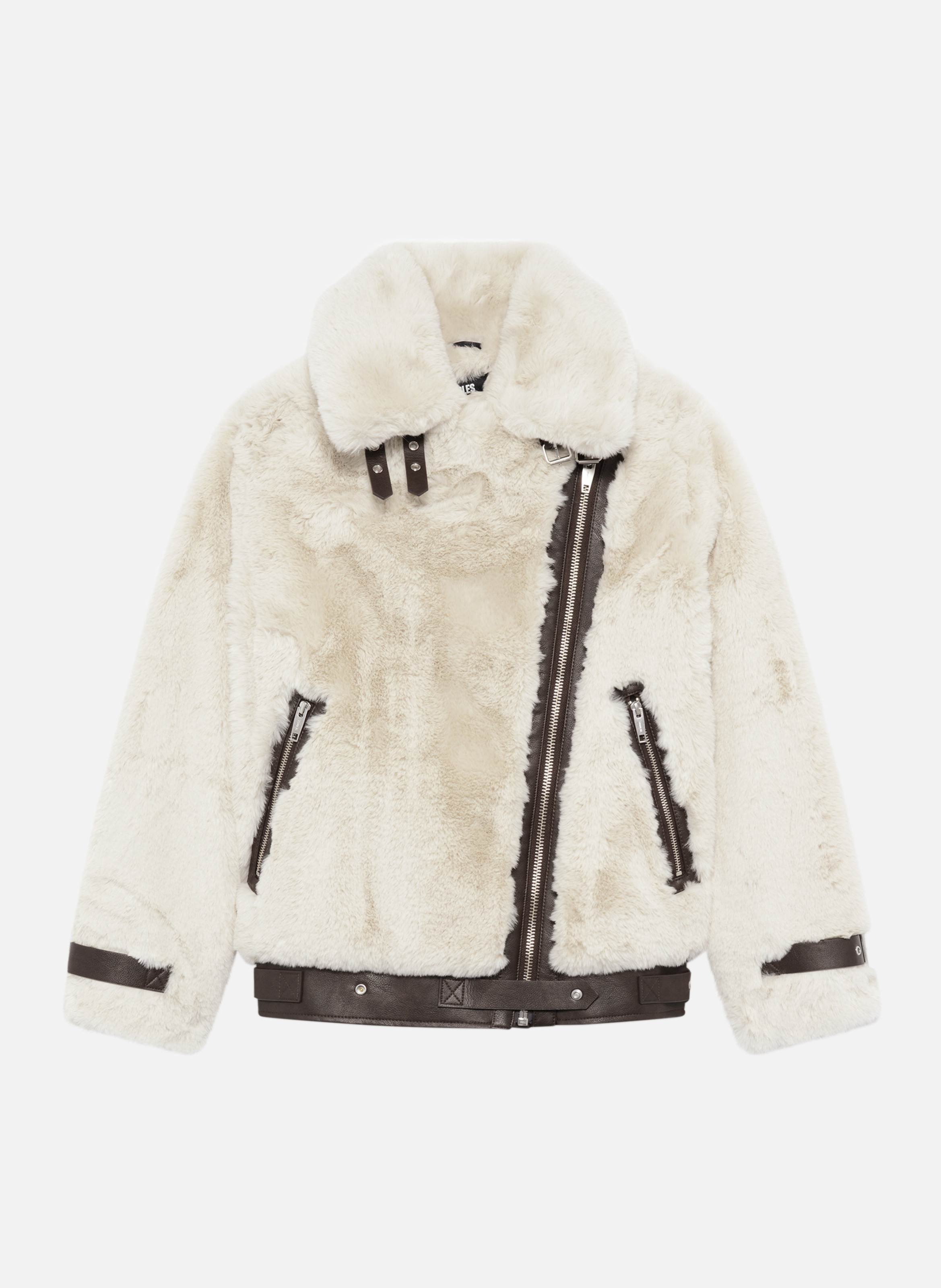 Faux fur aviator jacket White