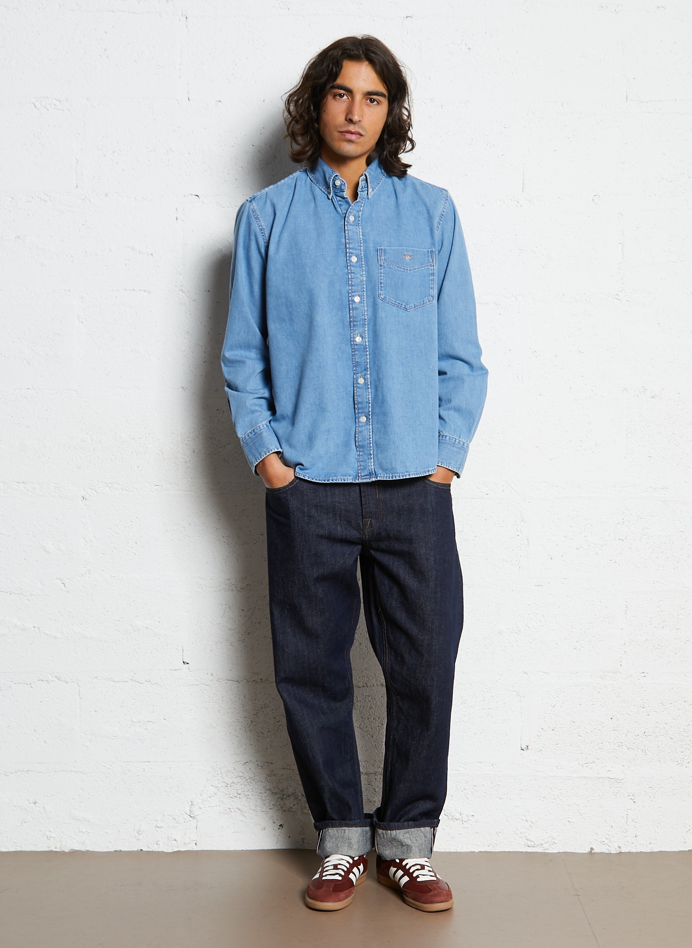 Straight denim shirt with pocket GANT Blue