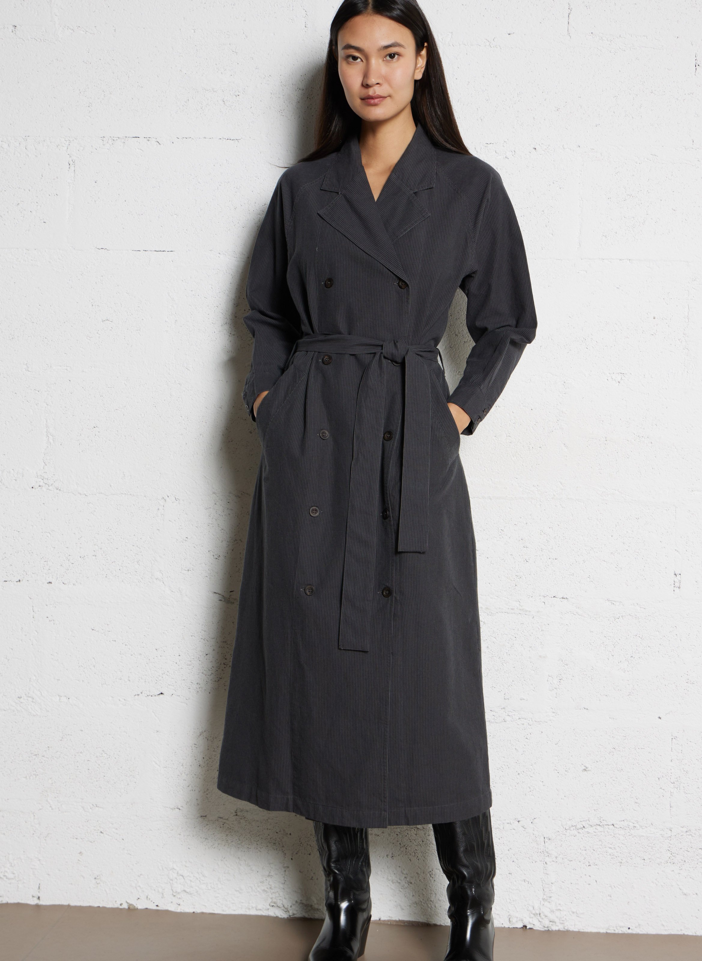 Lange rechte jurk van biologisch katoen LEON & HARPER Zwart