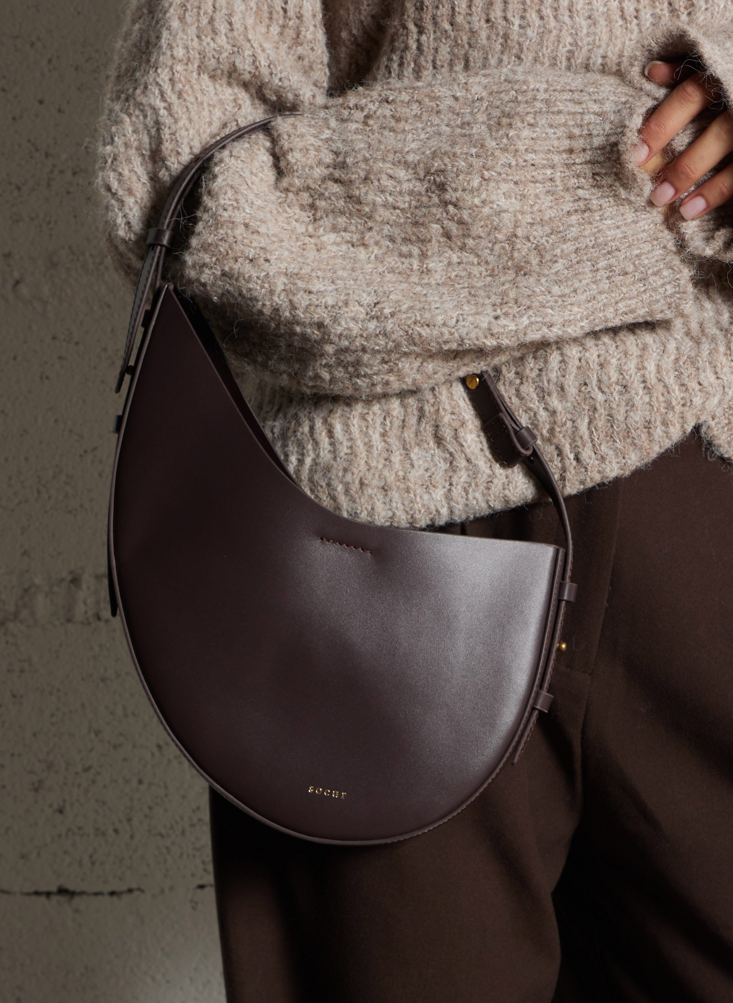 Leather clutch bag SOEUR Red