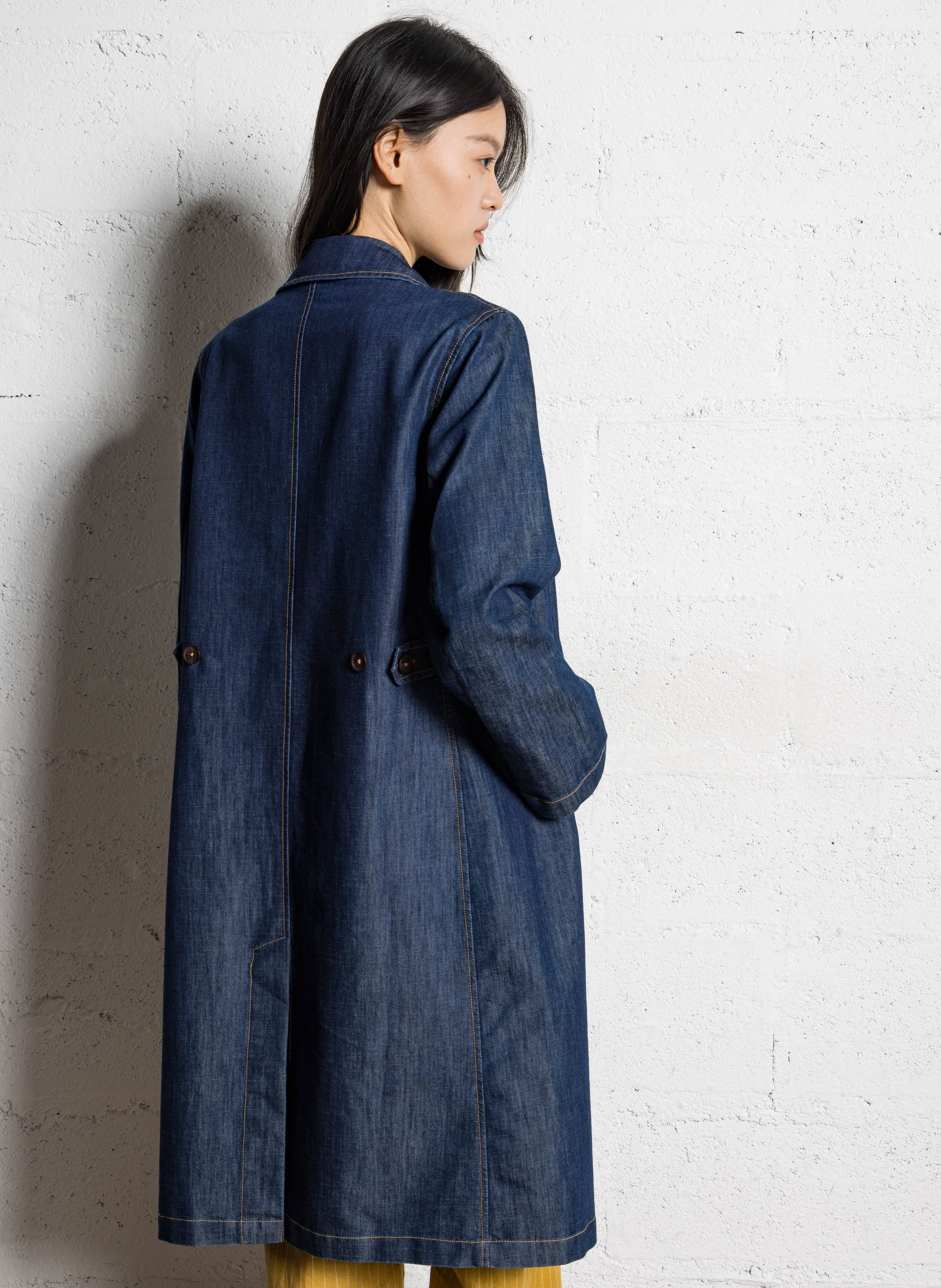 Robe midi col classique en coton mélangé NICE THINGS Bleu