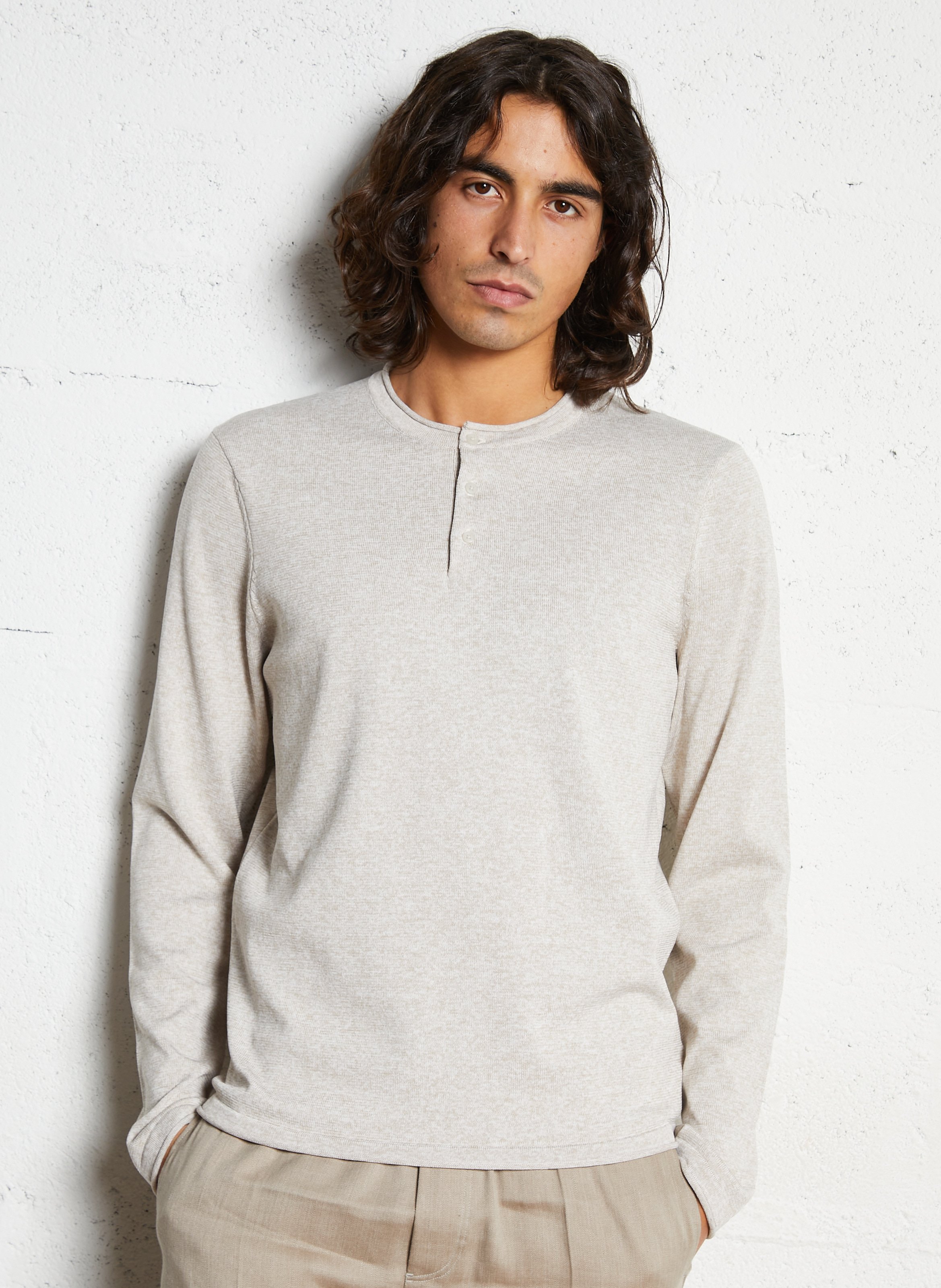 Gerader Pullover mit meliertem Stehkragen IKKS Beige