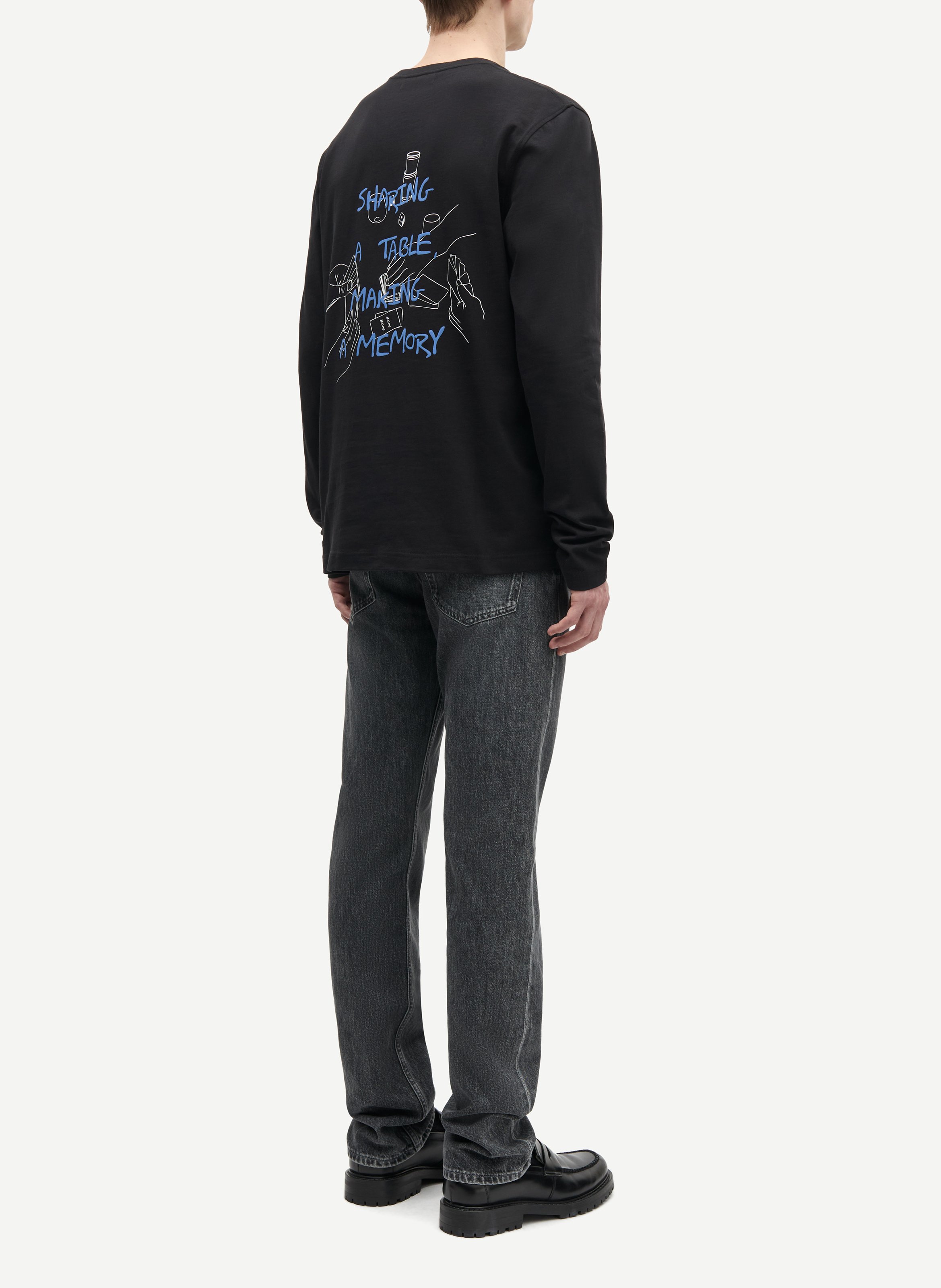 Camiseta de algodón bio con cuello redondo SAMSOE SAMSOE Negro