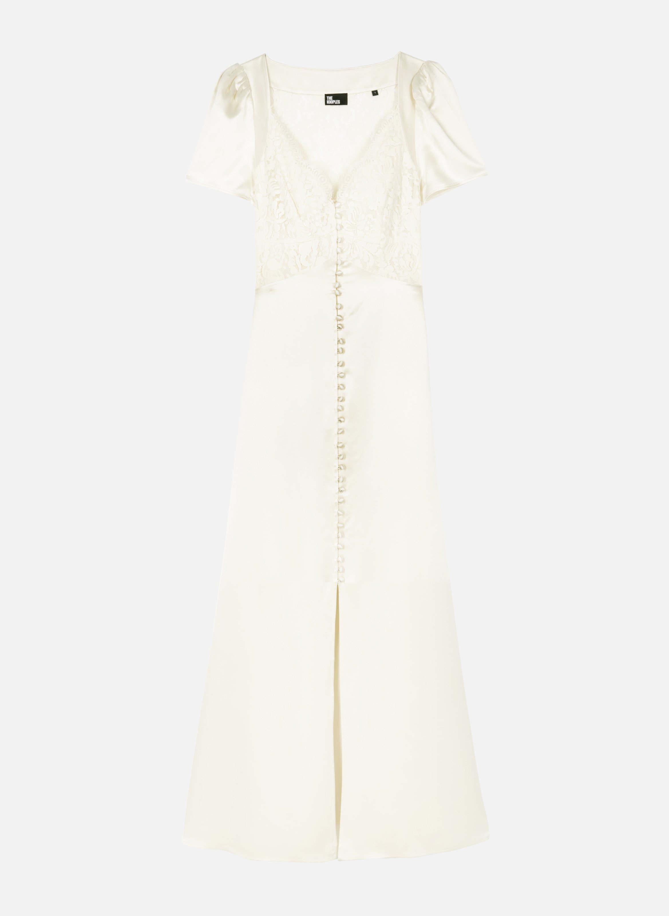 Long silk dress with lace THE KOOPLES Beige