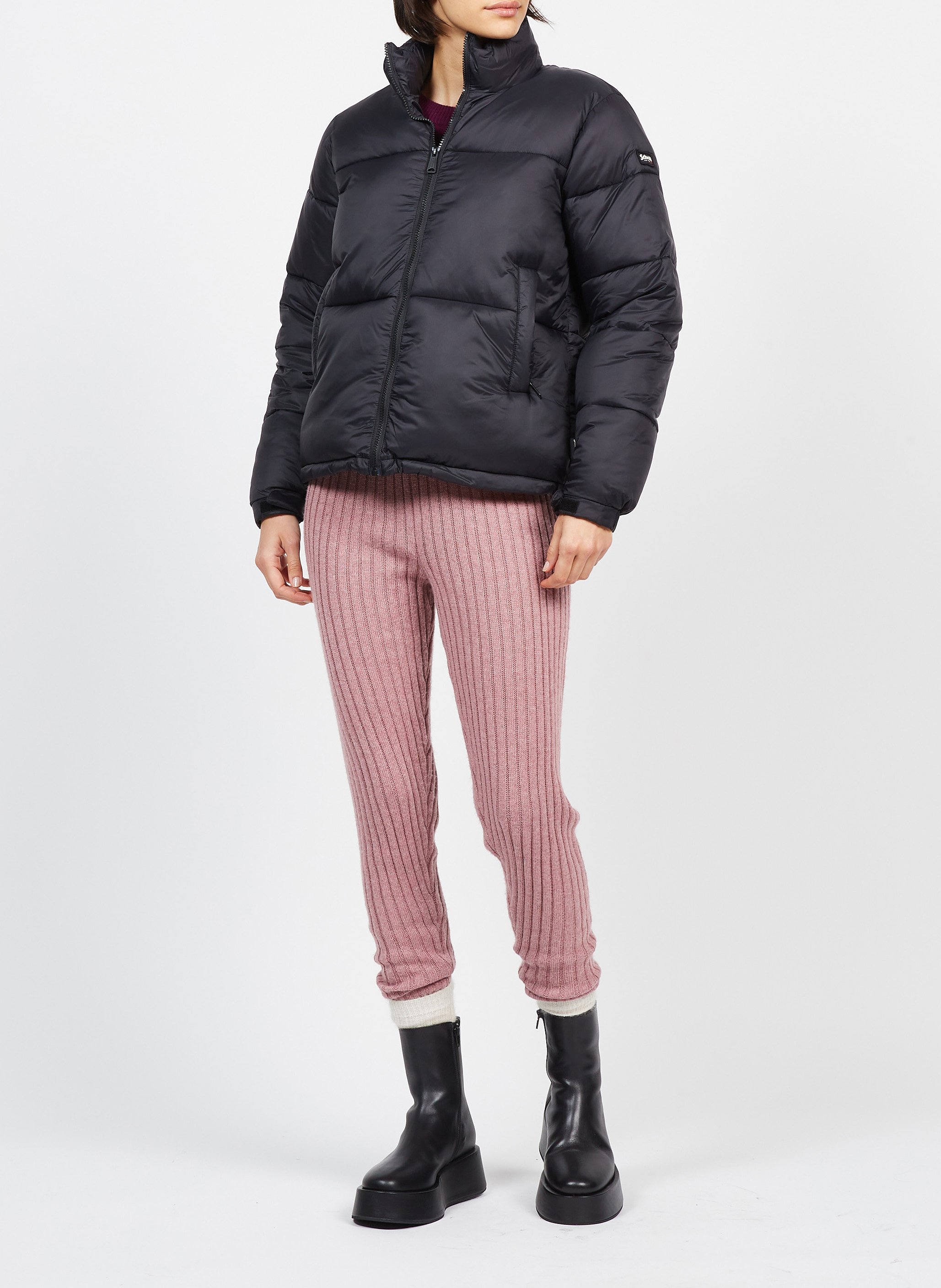 Doudoune droite col montant SCHOTT Noir