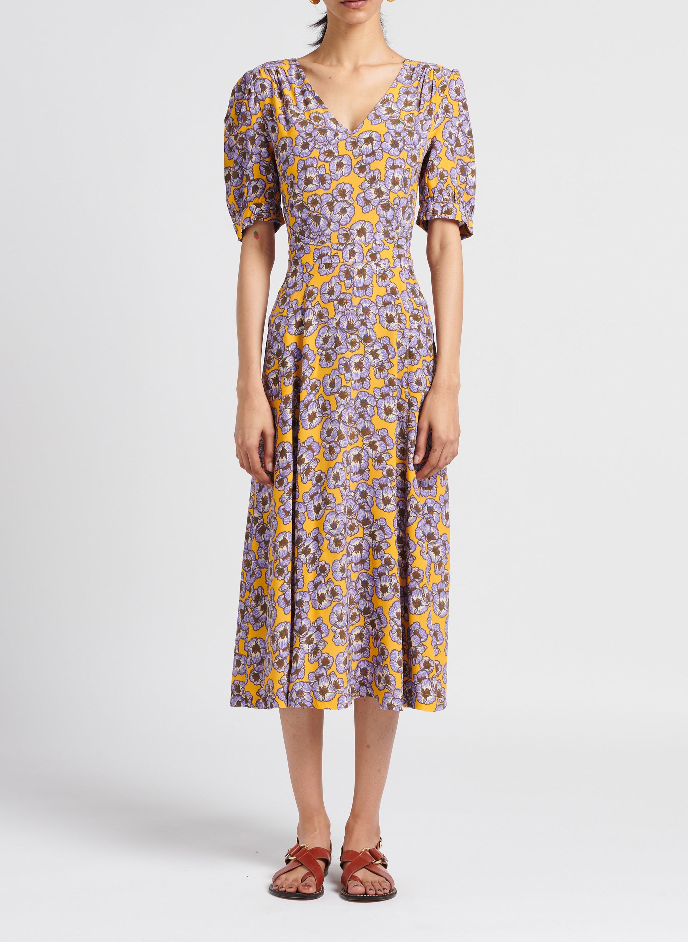 V-neck cotton-blend midi dress LA PETITE FRANCAISE Multicolored