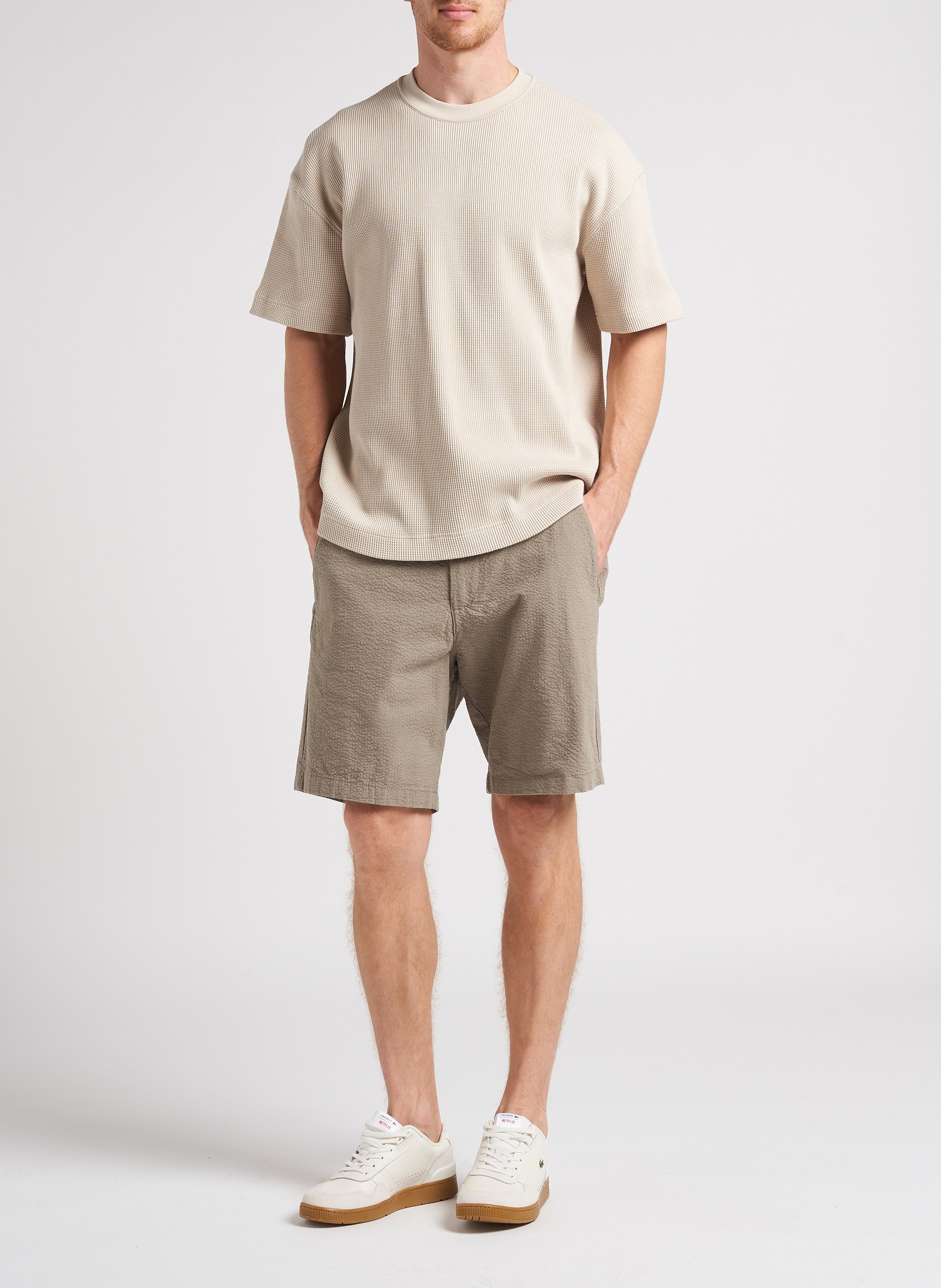 Bermuda texturé en coton bio mélangé  SELECTED Gris