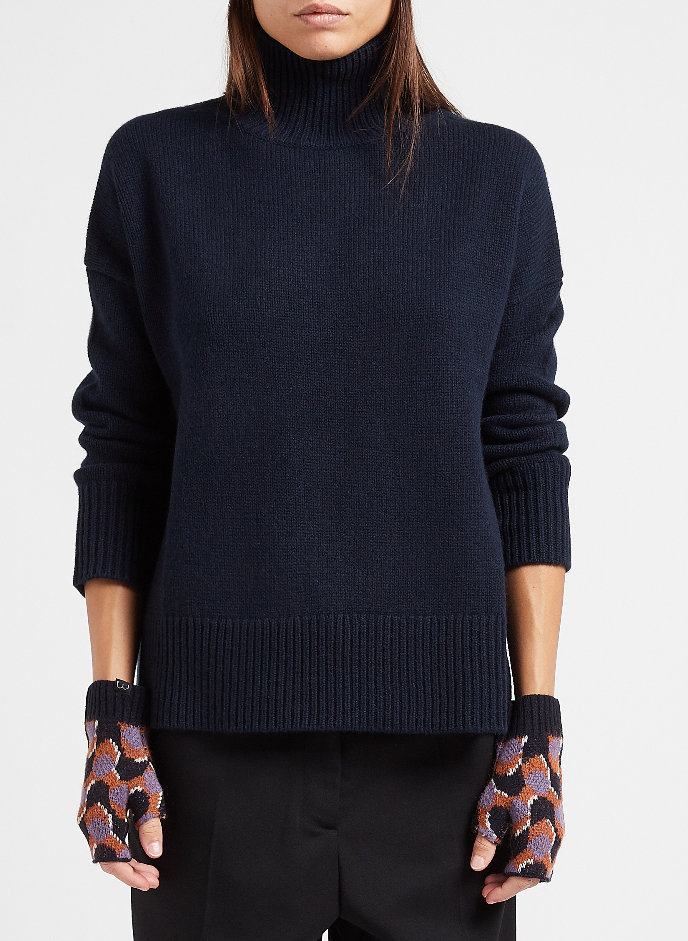 Loose-fit high-neck cashmere sweater KUJTEN Blue