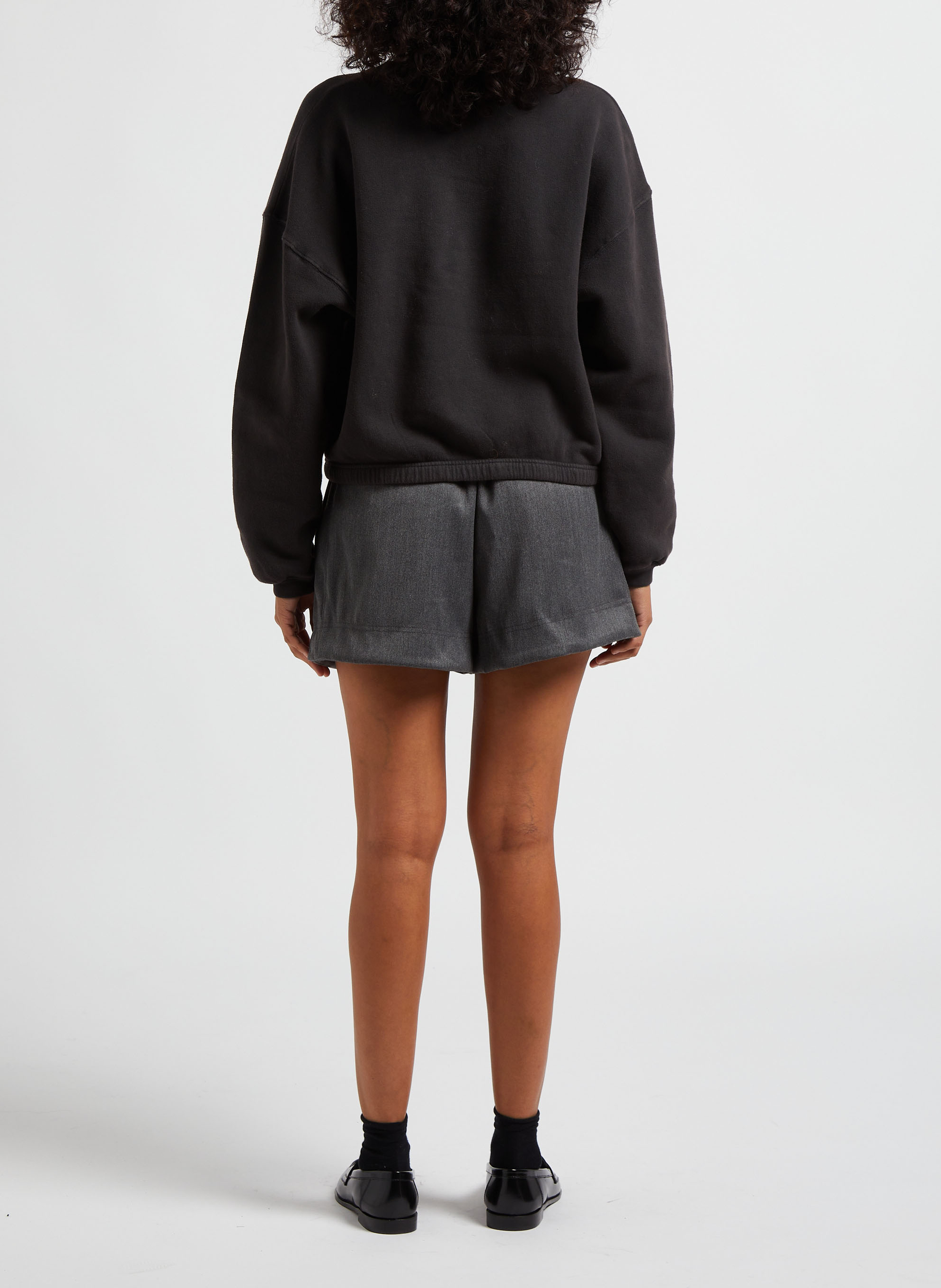 Kurzes Rundhals-Sweatshirt aus Baumwoll-Mix AMERICAN VINTAGE Schwarz