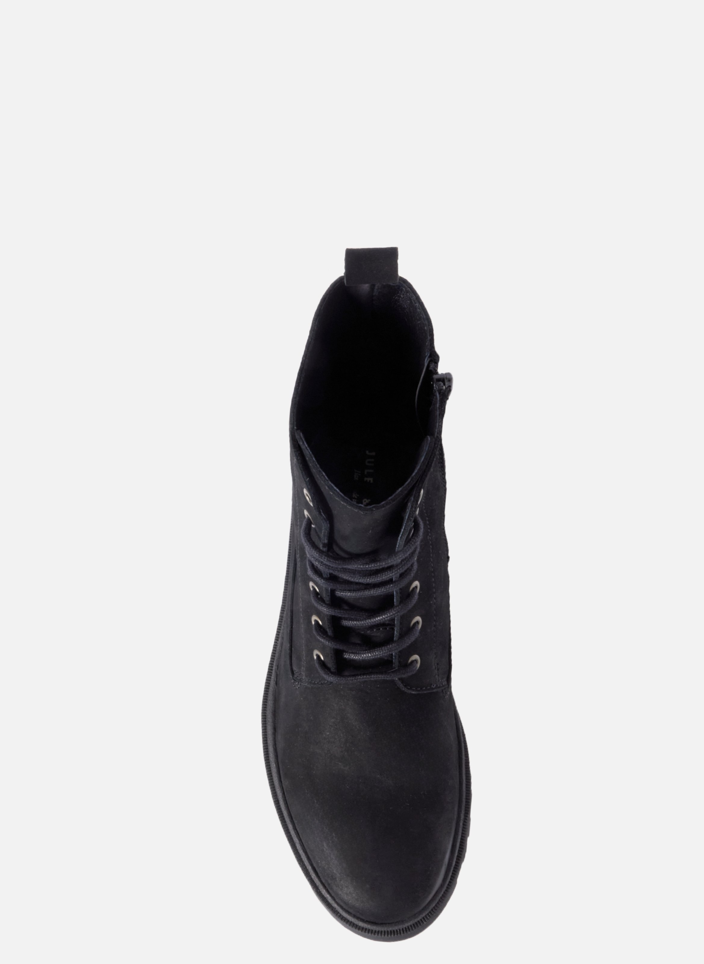 <p>Black nubuck leather lace-up boots</p> JULES & JENN Black