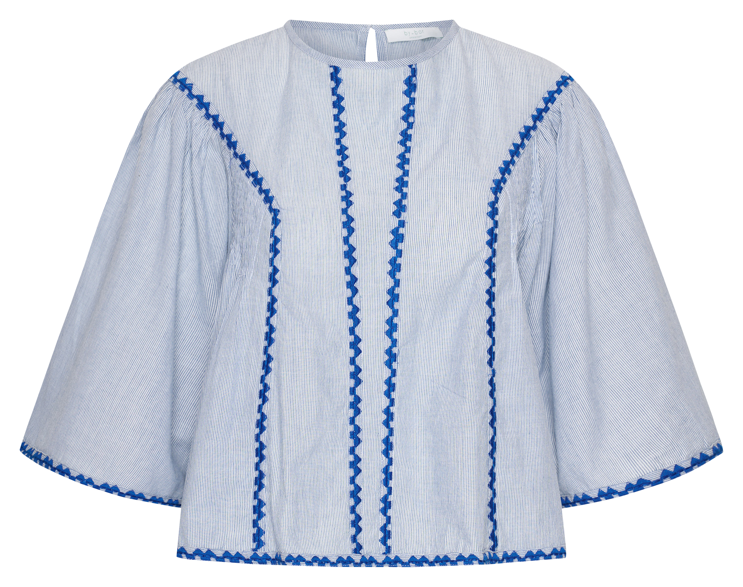 Top droit col rond en coton rayé BY BAR Bleu