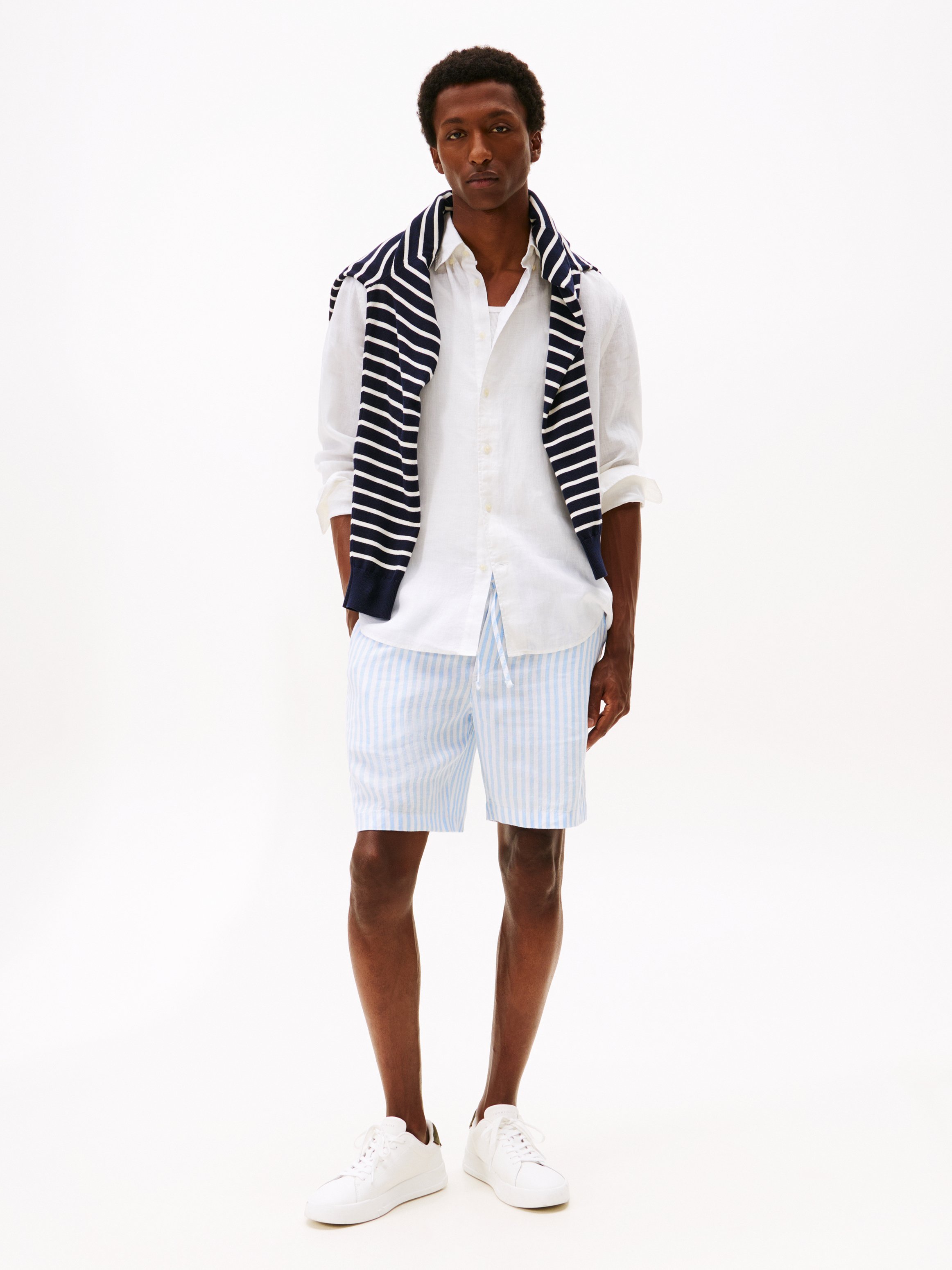 Gerade geschnittenes Leinenhemd TOMMY HILFIGER Weiss