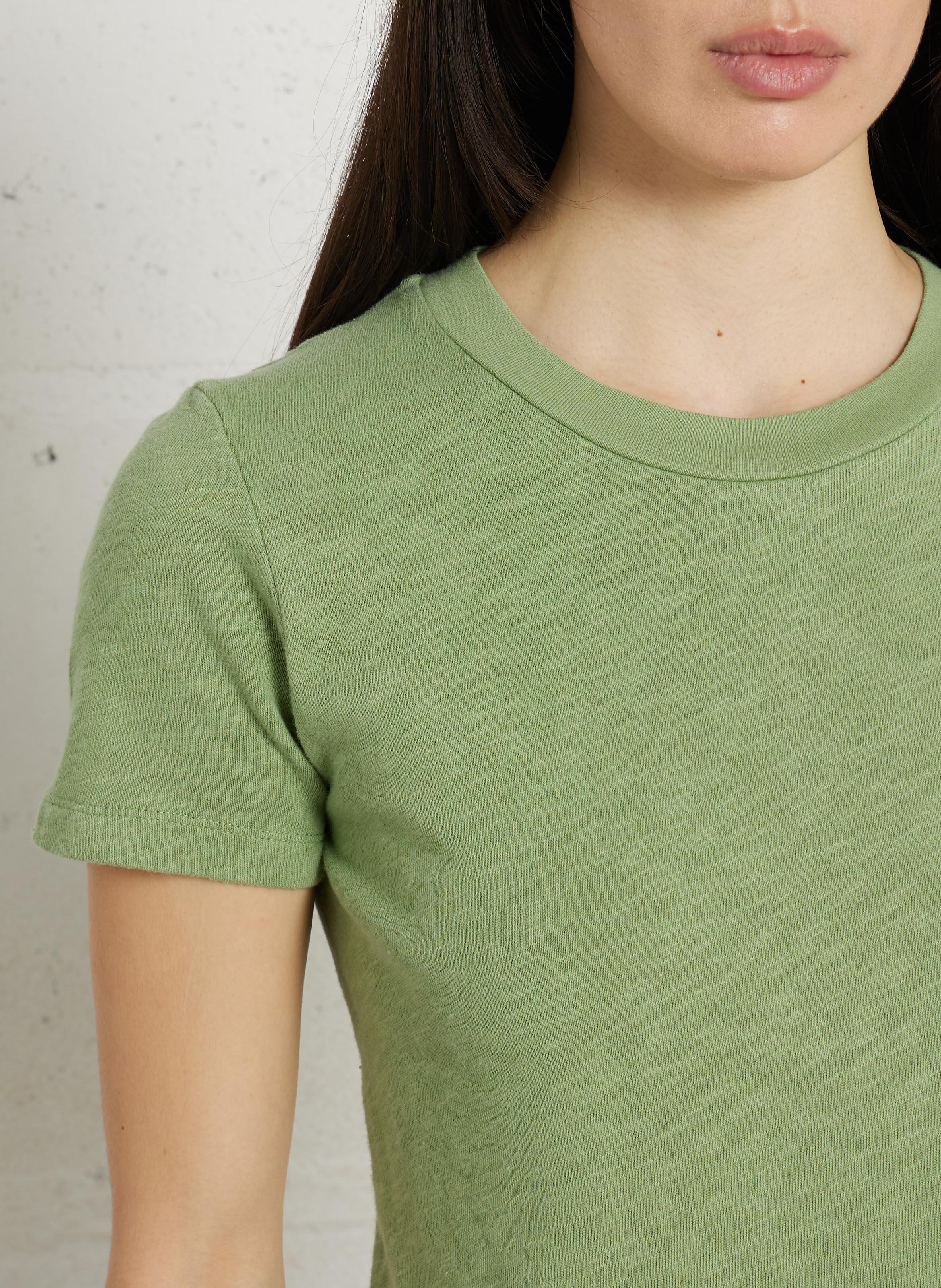 Gerade geschnittenes Rundhals-T-Shirt aus Baumwolle AMERICAN VINTAGE Grun