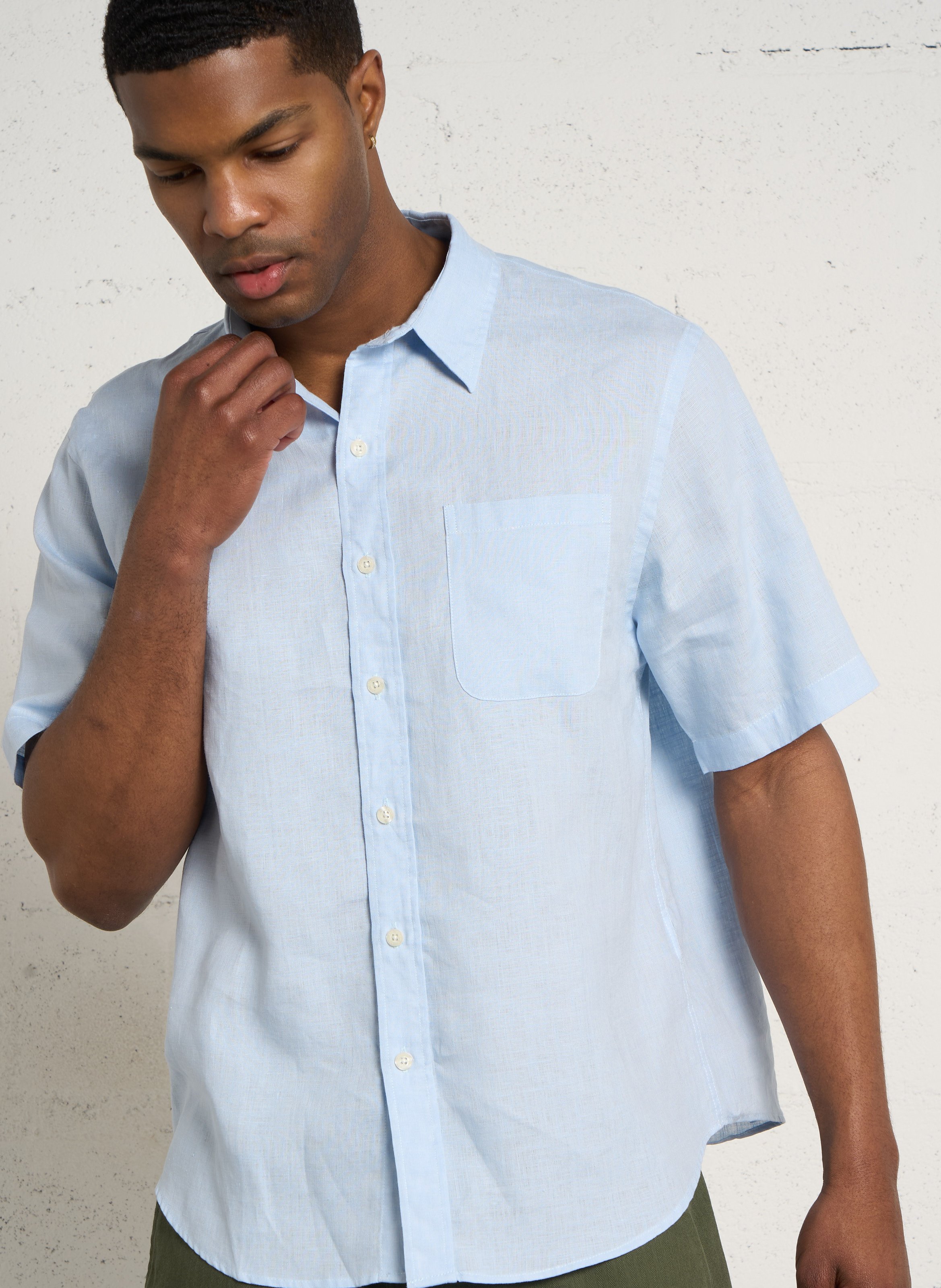 Leinenhemd mit klassischem Kragen, Regular Fit COLORFUL STANDARD Blau