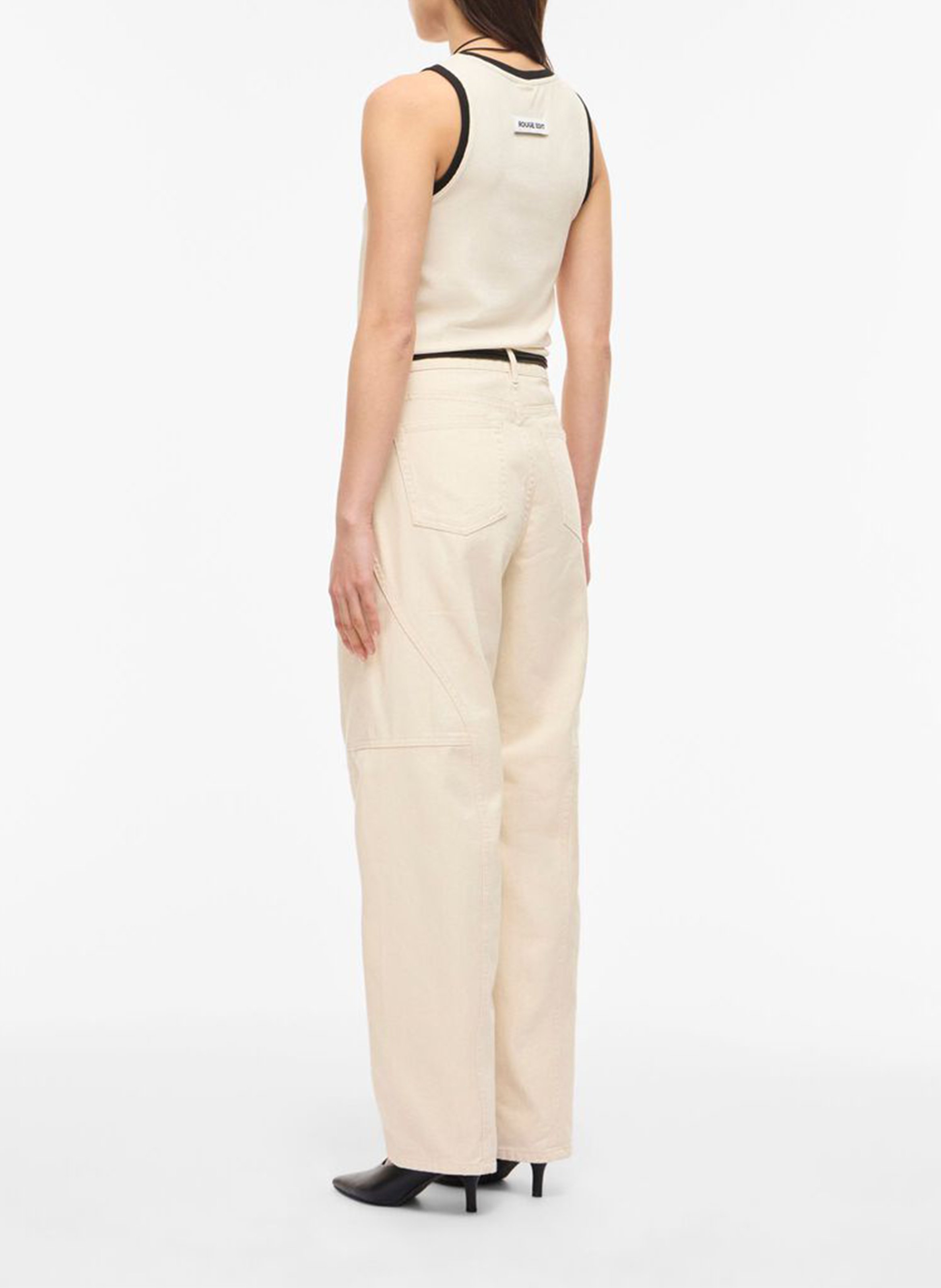 Straight leg jeans in cotton and recycled cotton. ROUGE EDIT Beige