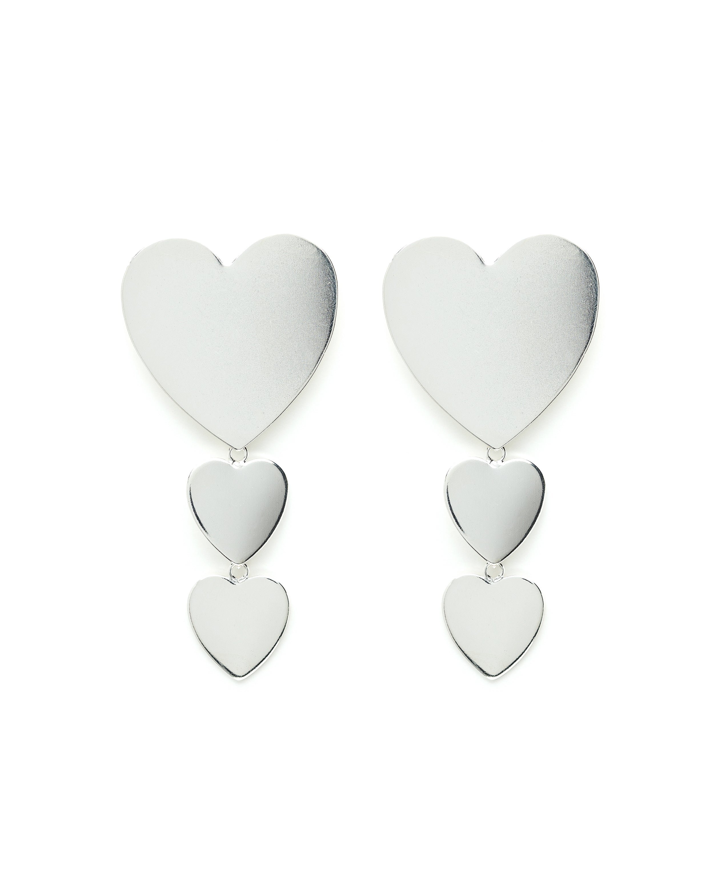 Dangling heart-shaped gold-plated stud earrings APHRODITE Argent