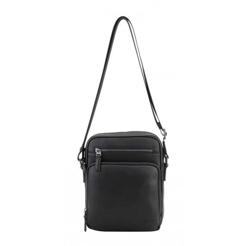 Crossbody bag in cowhide leather POURCHET Black