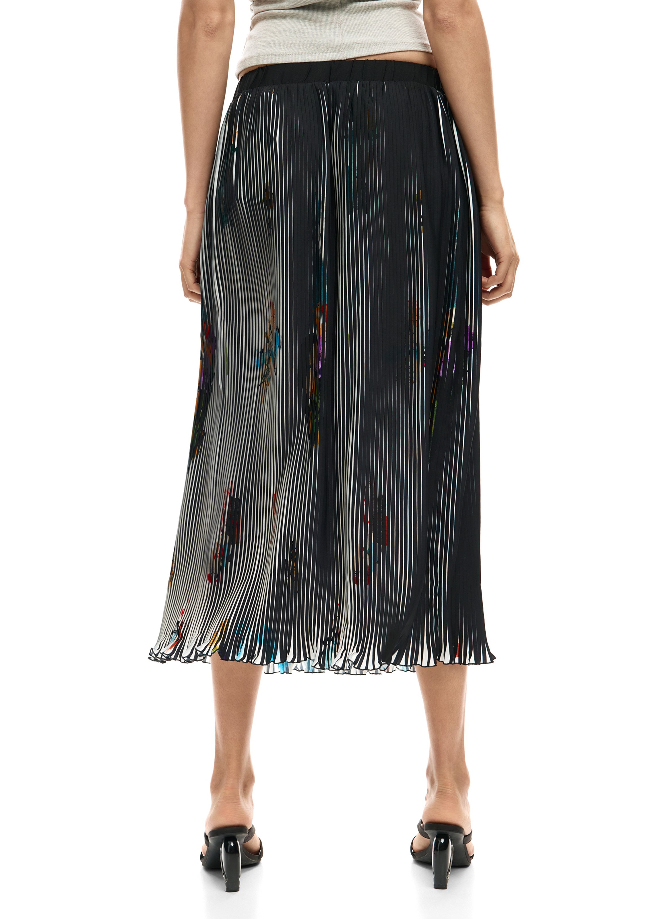 Jupe midi évasée texturée DESIGUAL Noir