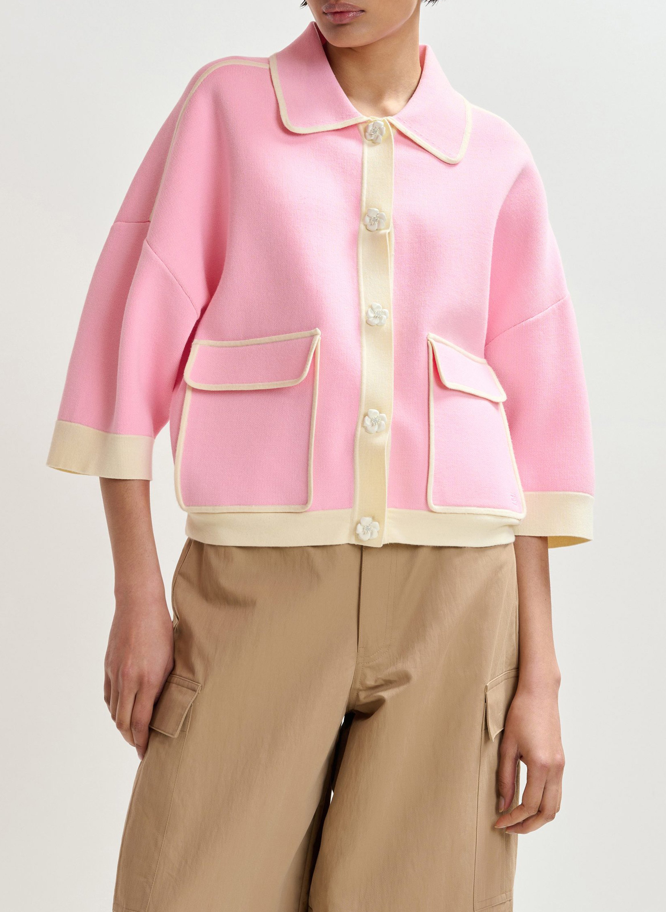 Cardigan with classic collar ESSENTIEL ANTWERP Pink