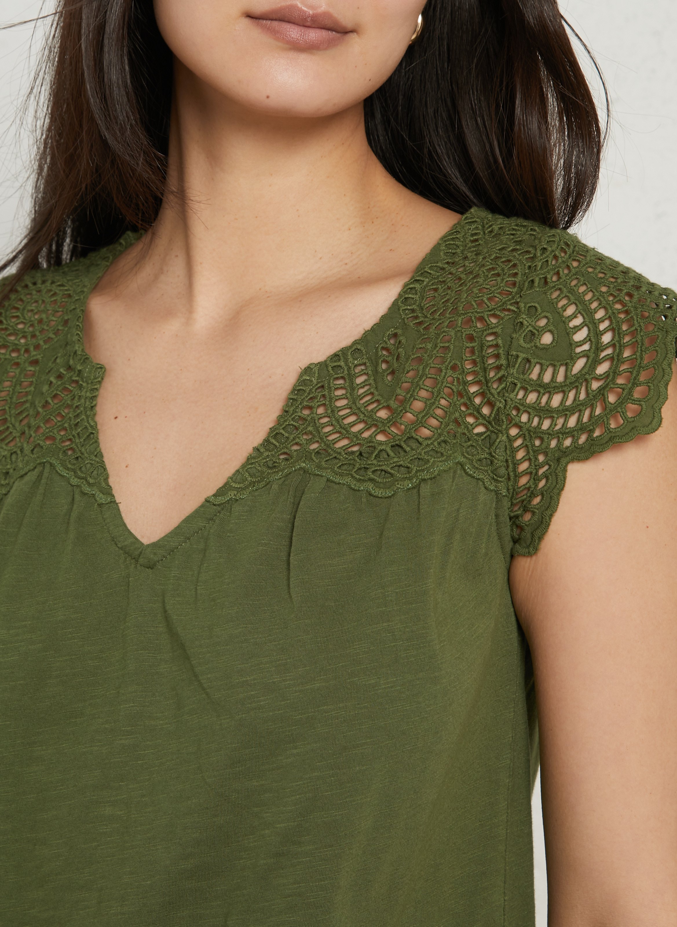 V-neck cotton top MAISON 123 Green