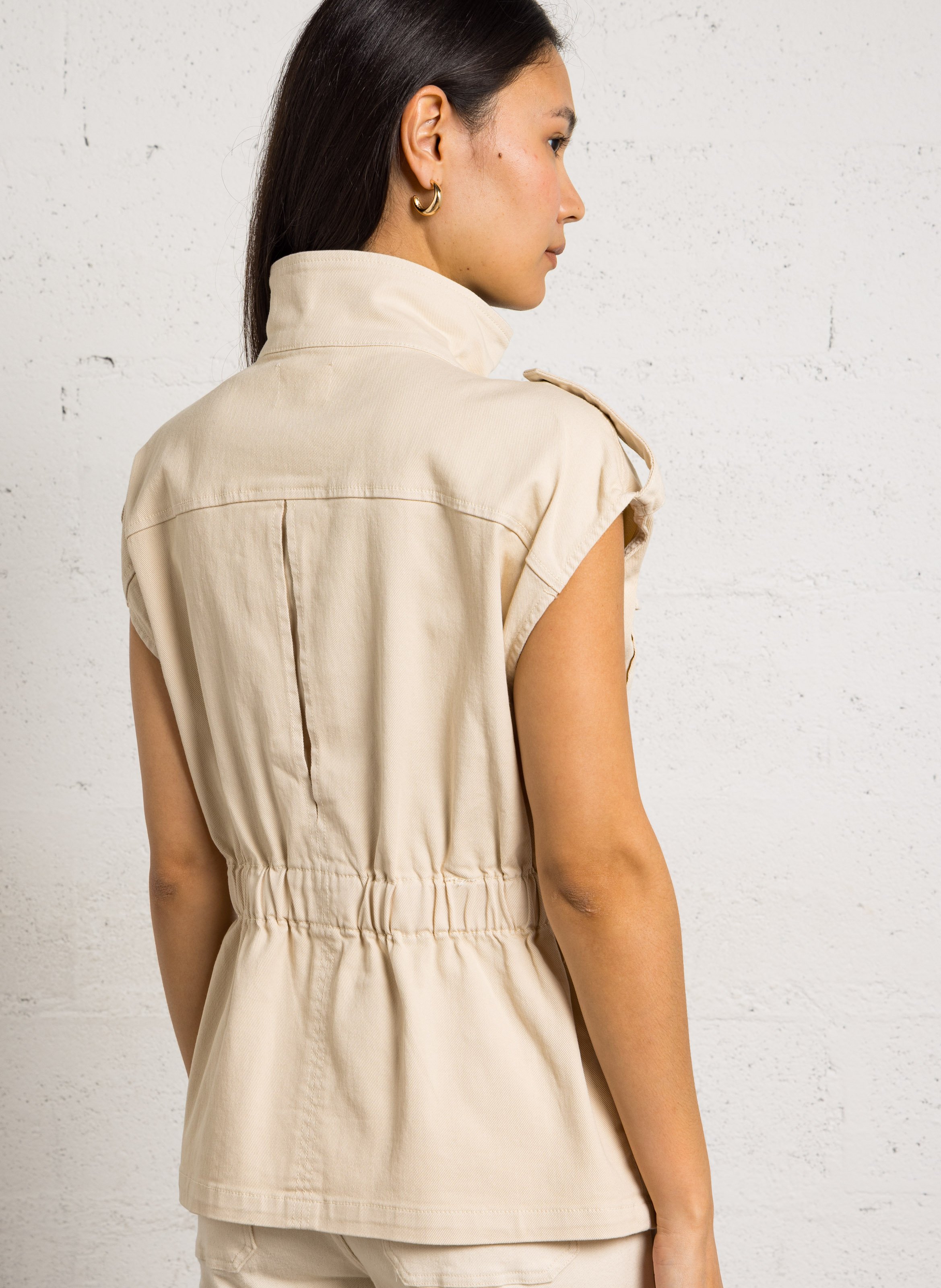 Veste froncée sans manches unie MAISON 123 Beige