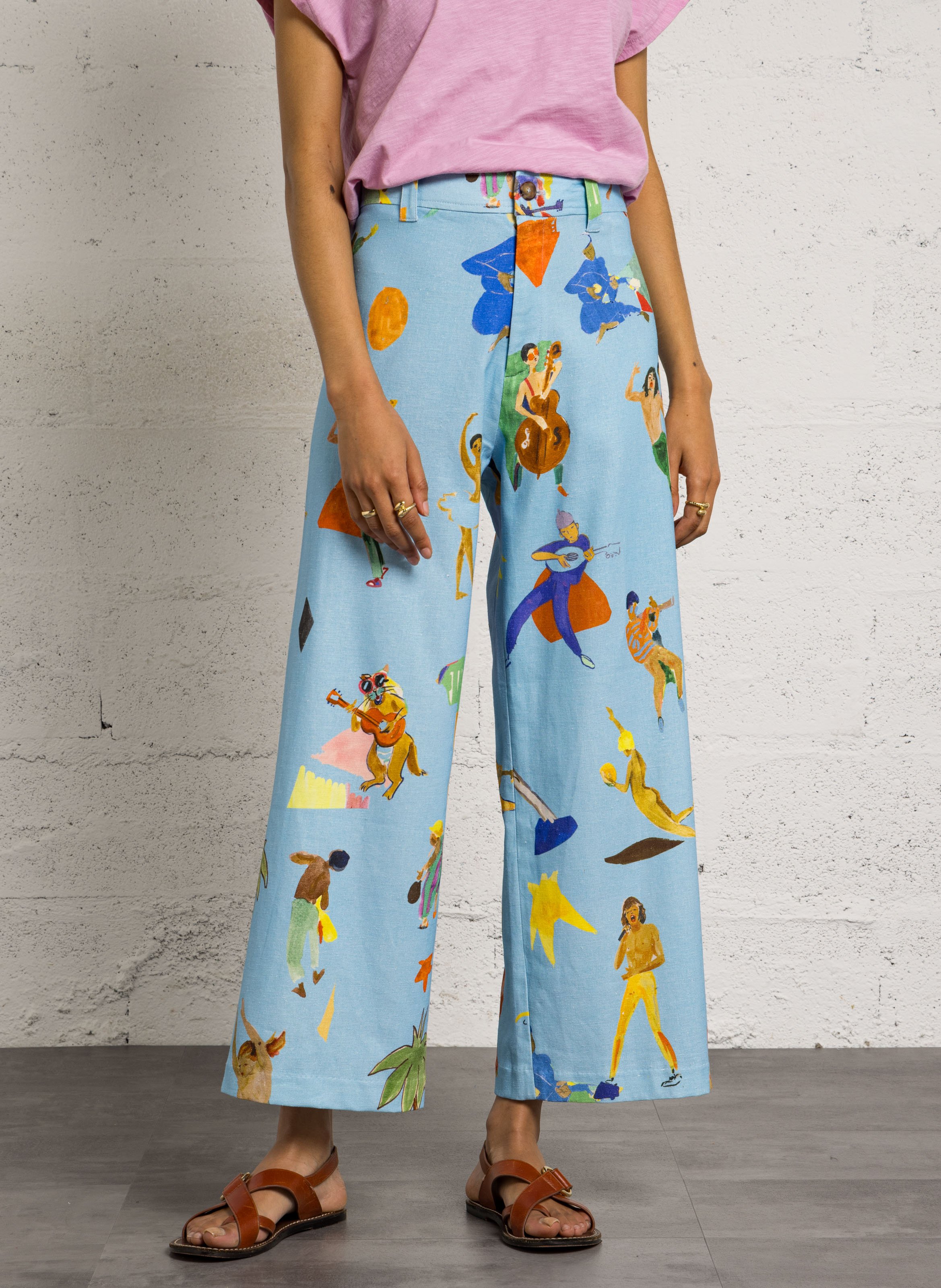 Norton printed straight trousers G.KERO Blue