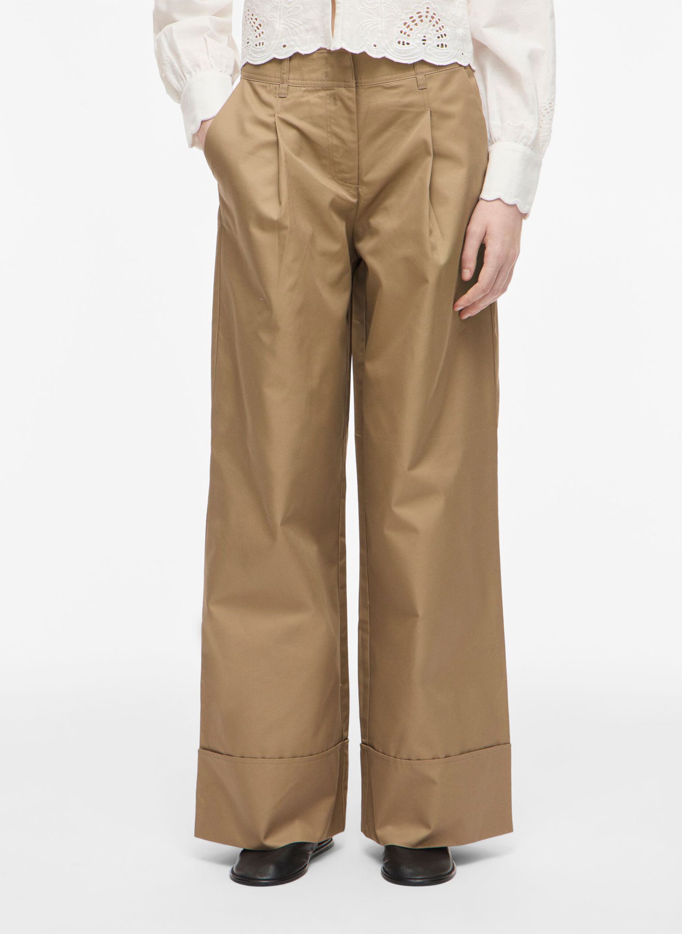 Wide pleated pants in blended cotton ROUGE EDIT
