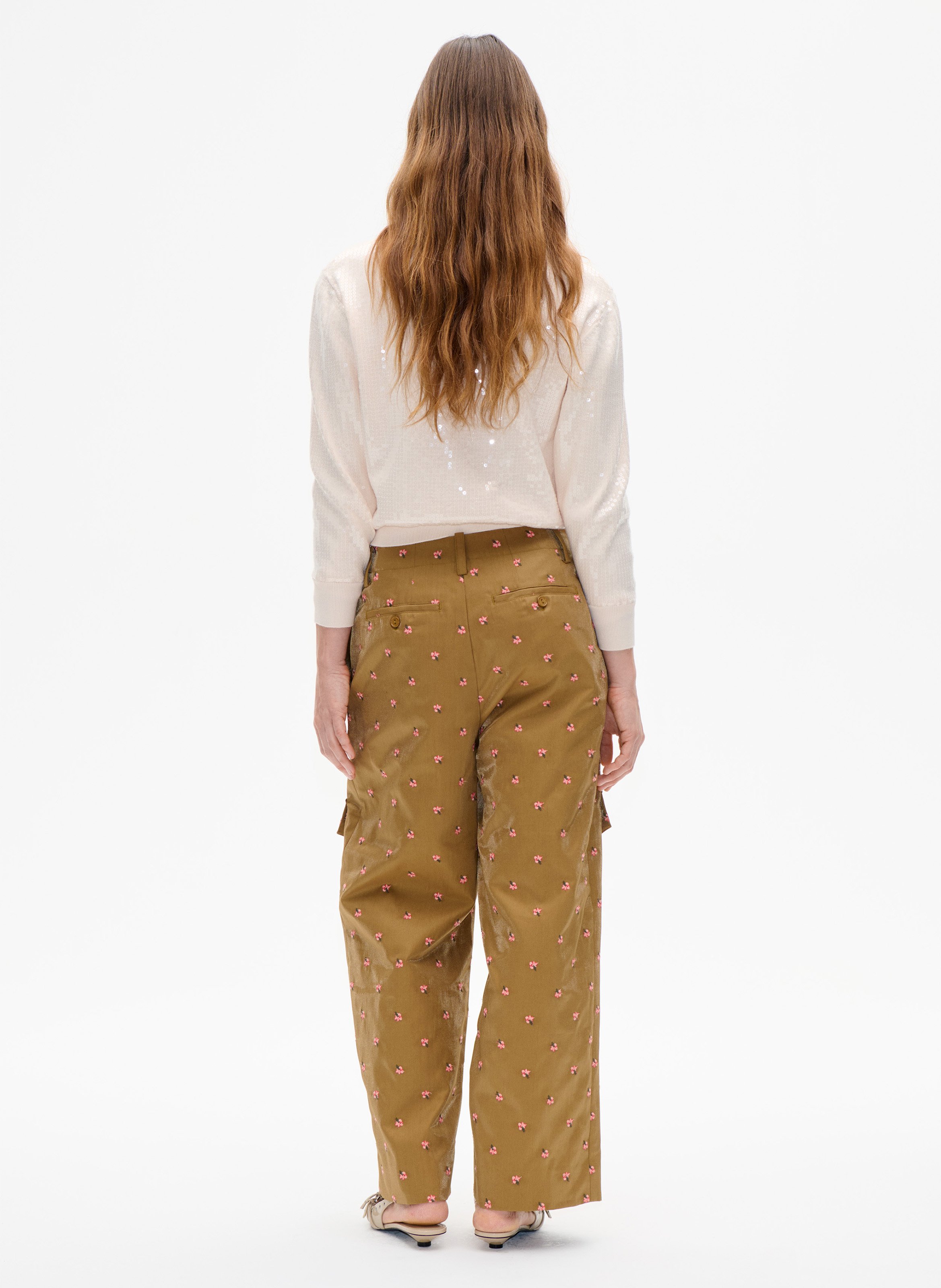 High-waisted printed trousers BAUM UND PFERDGARTEN Brown