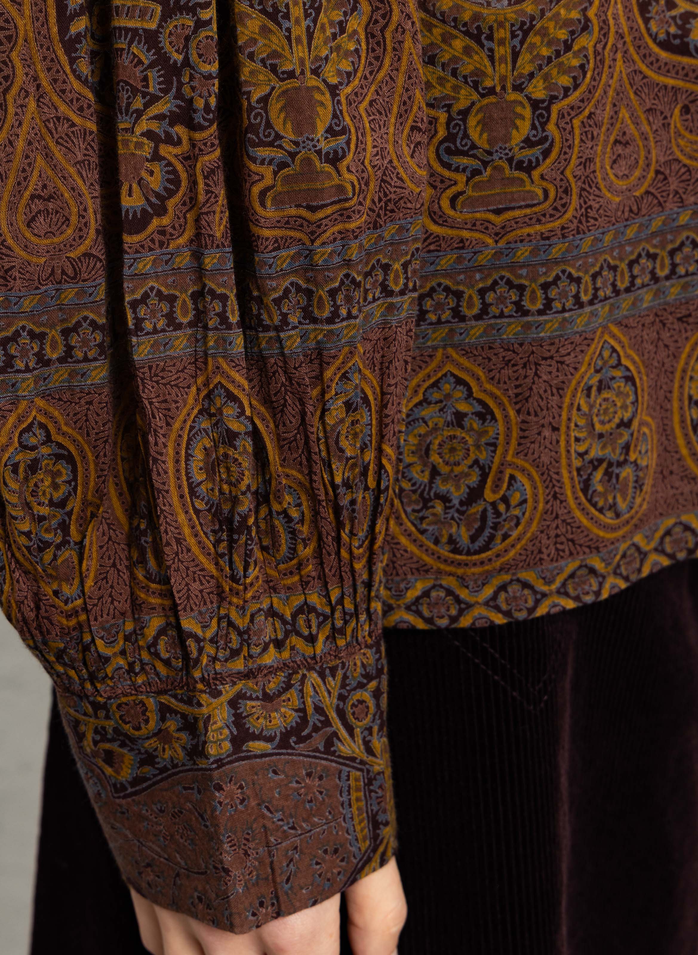 Chemise ample col mao en coton ANTIK BATIK Marron