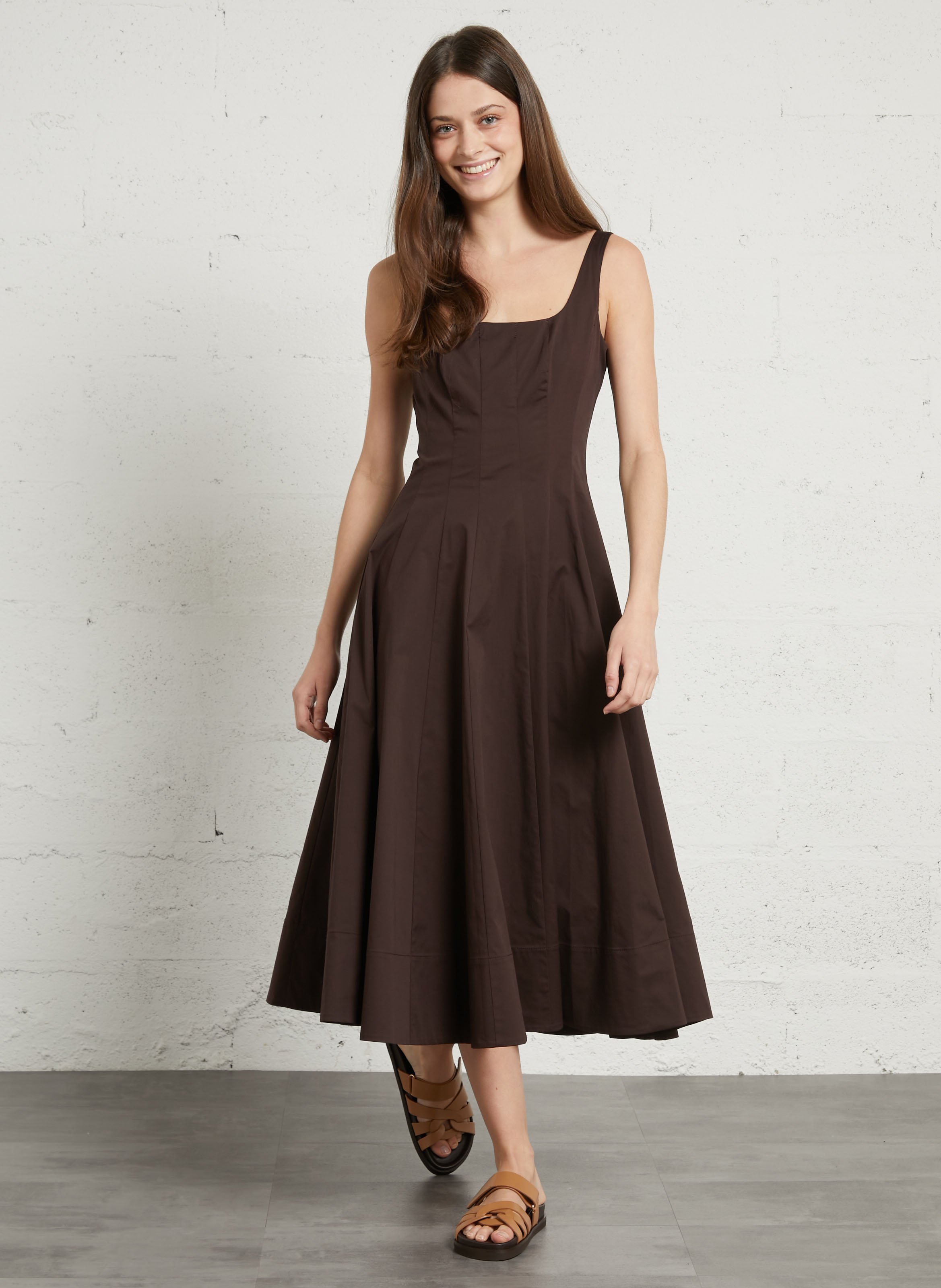Sandales plates en cuir BOBBIES Marron