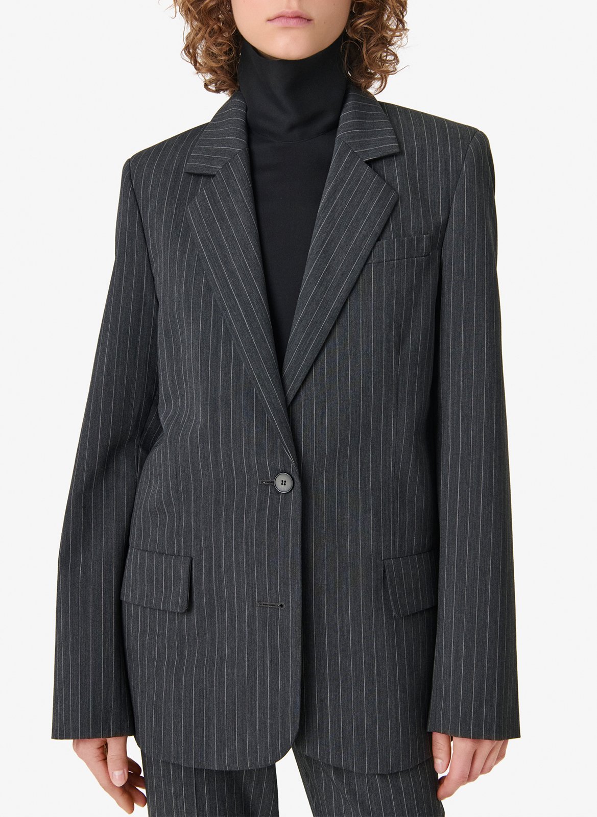 Veste tailleur oversize en laine mélangée rayée IRO Gris