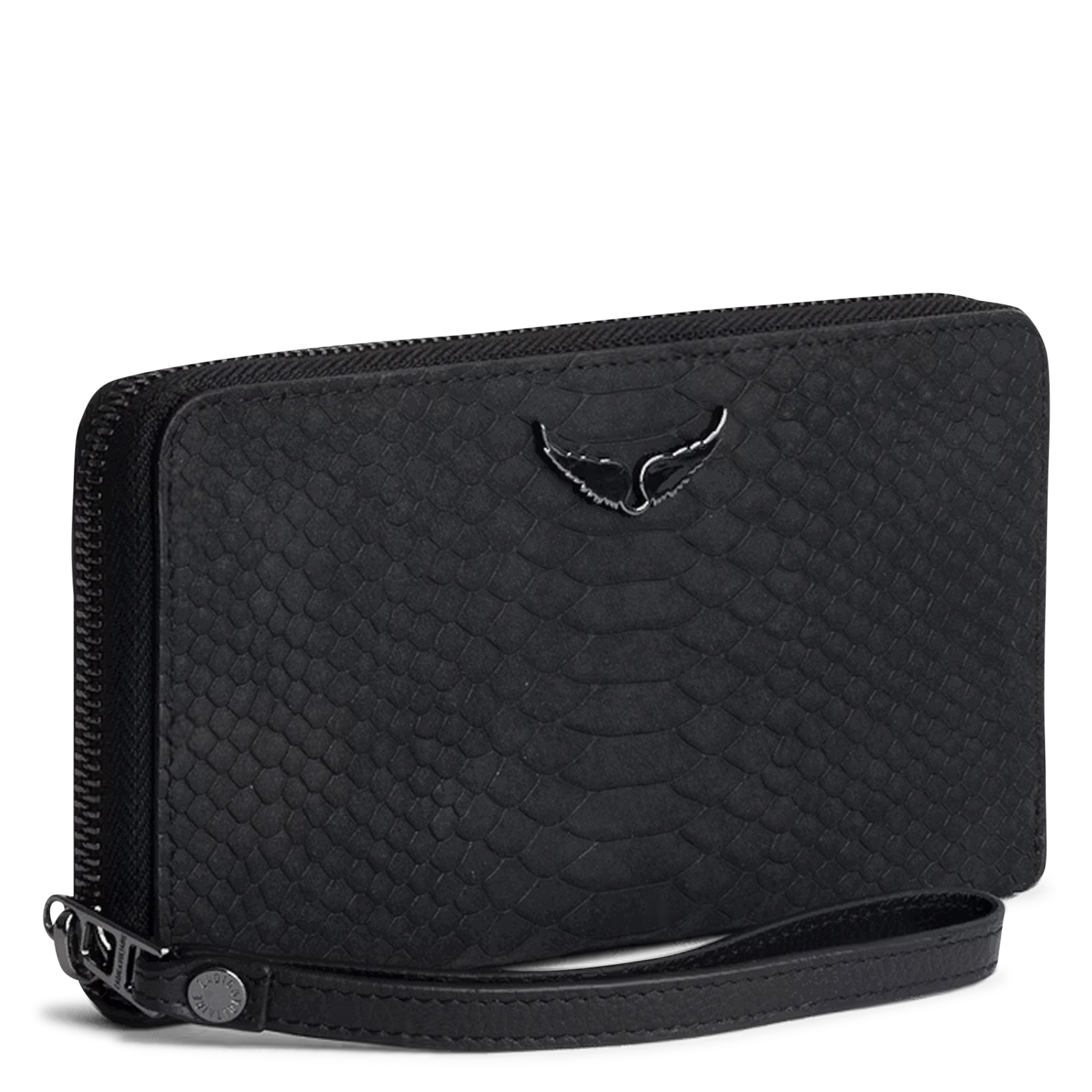 Portefeuille zippé jacquard en cuir ZADIG&VOLTAIRE Noir