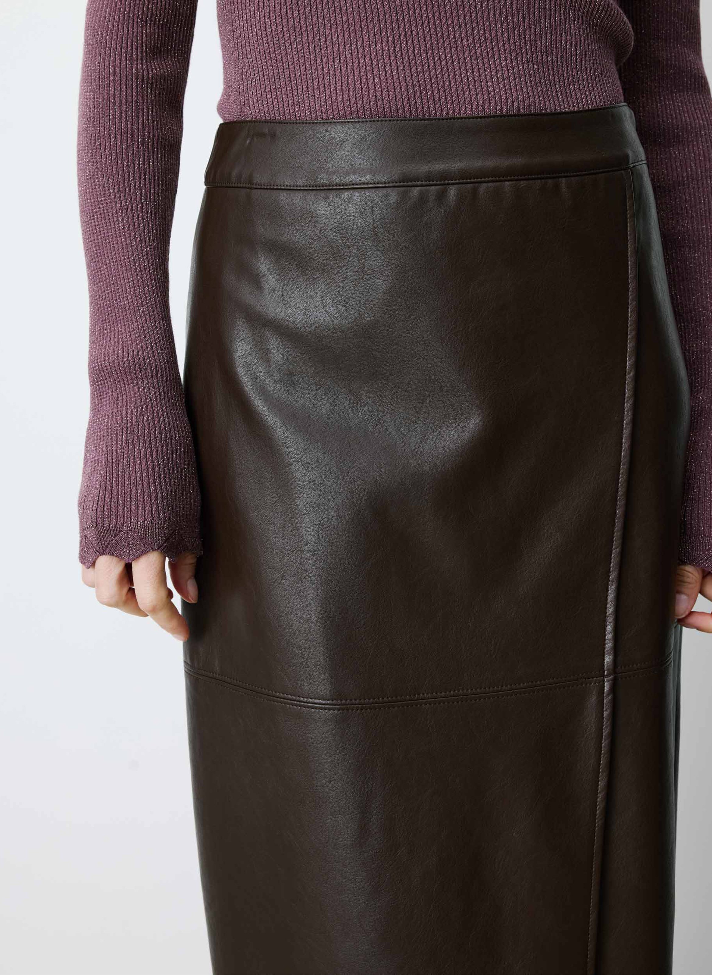 Jupe midi droite effet cuir | Marron GRACE ET MILA Femme