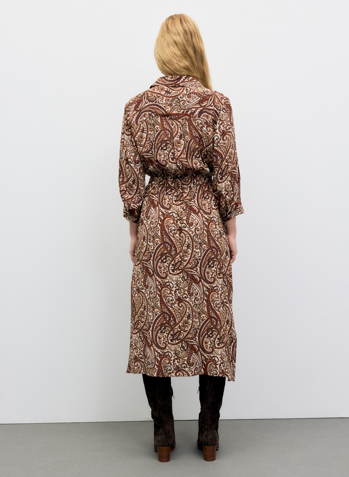 Robe midi cintrée imprimée GERARD DAREL Marron