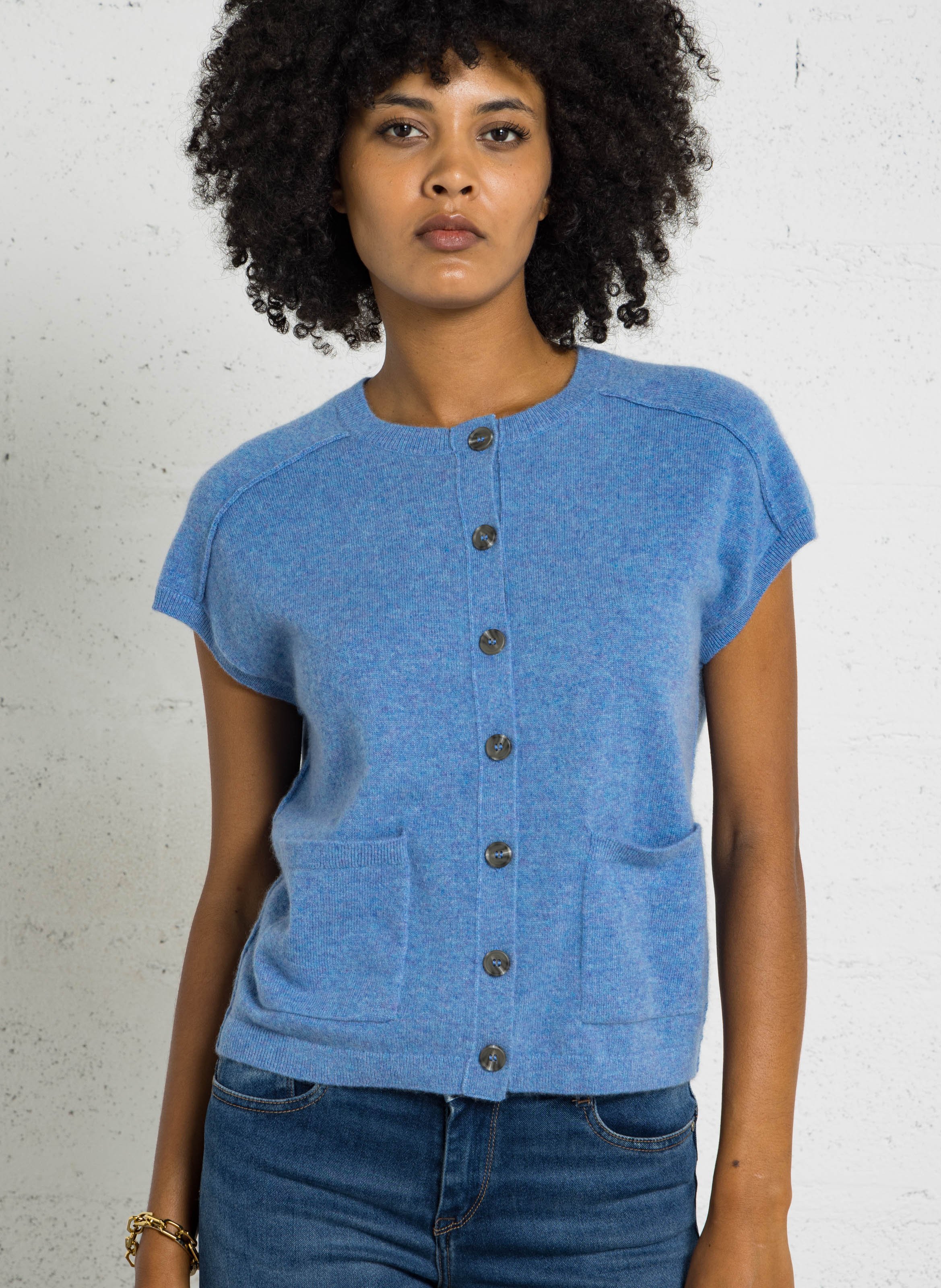 Gilet col rond en cachemire MAISON 123